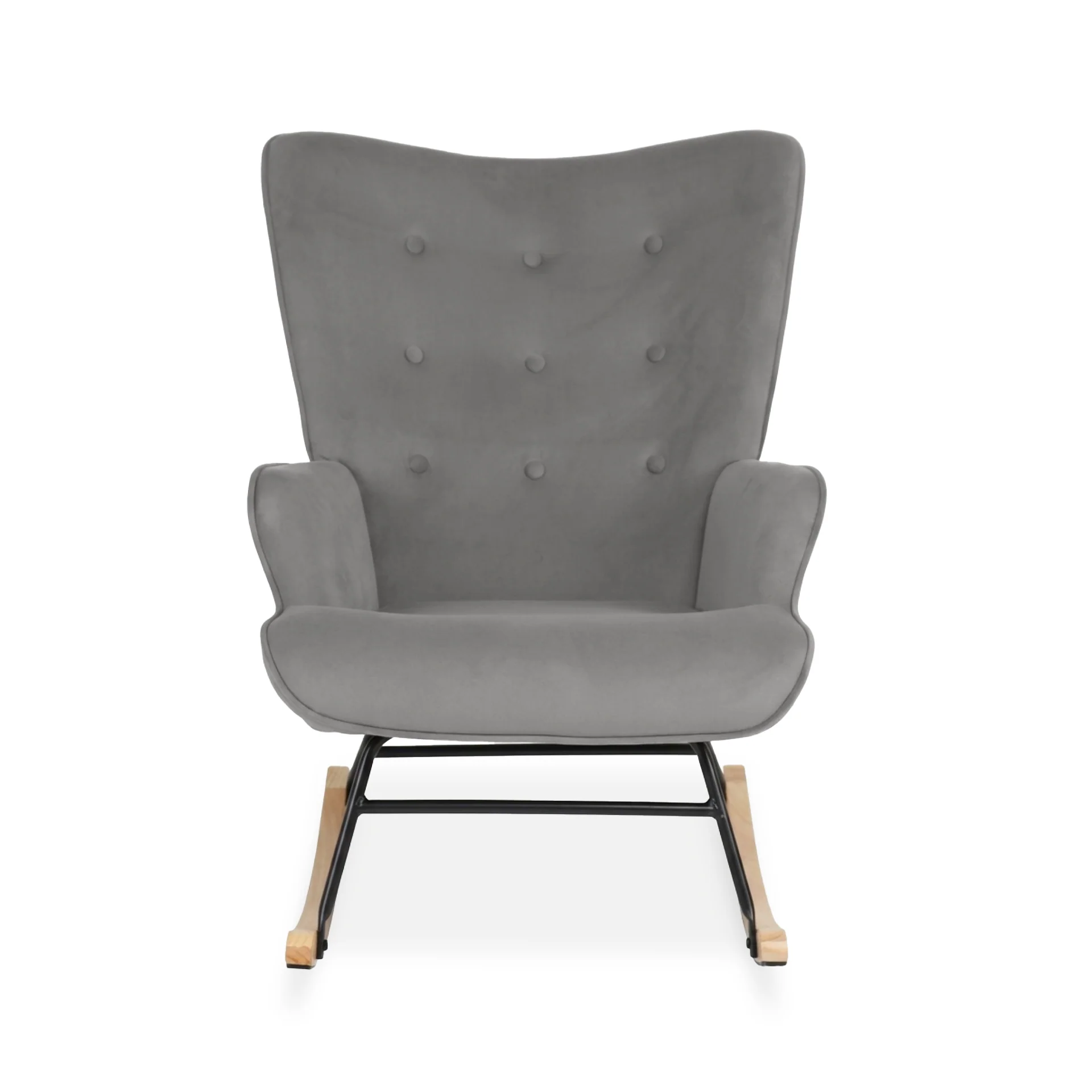 Kiva Velvet Rocking Armchair - Dark Grey - Image 12