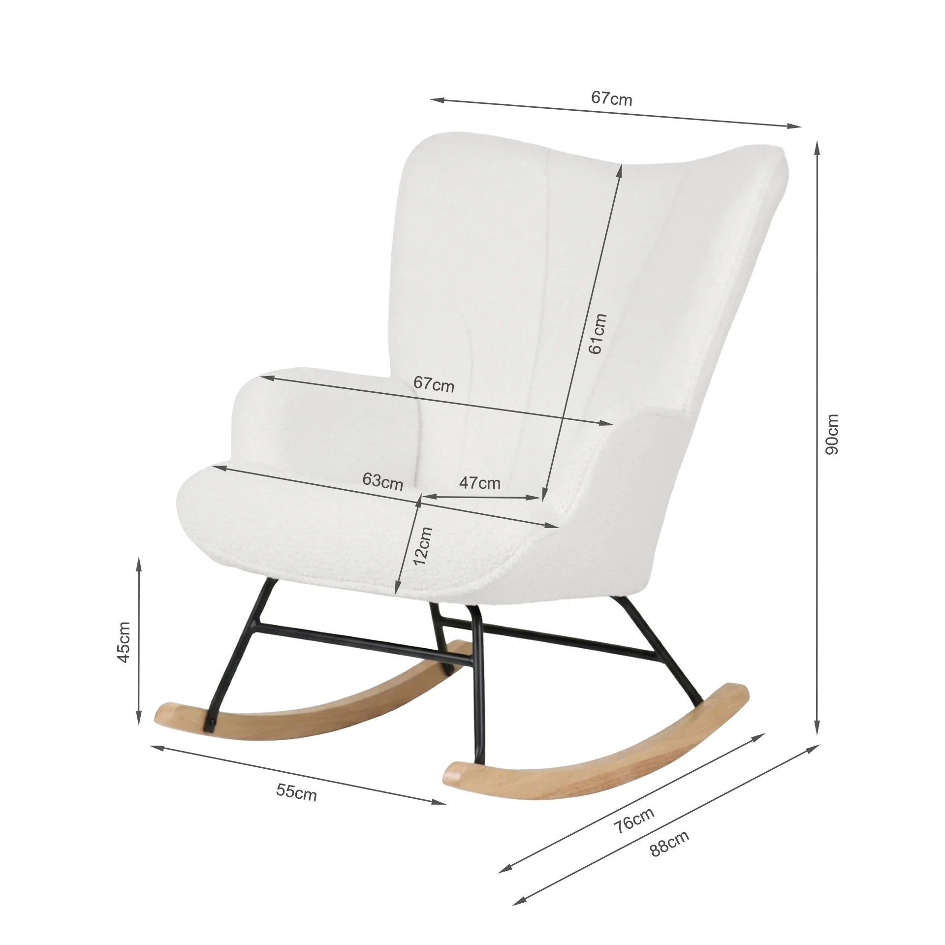 Liva Boucle Rocking Armchair - White - Image 11
