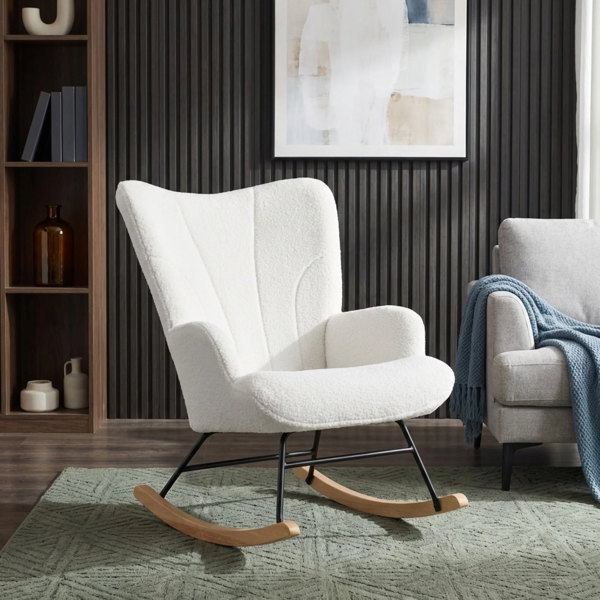 Liva Boucle Rocking Armchair - White - Image 6