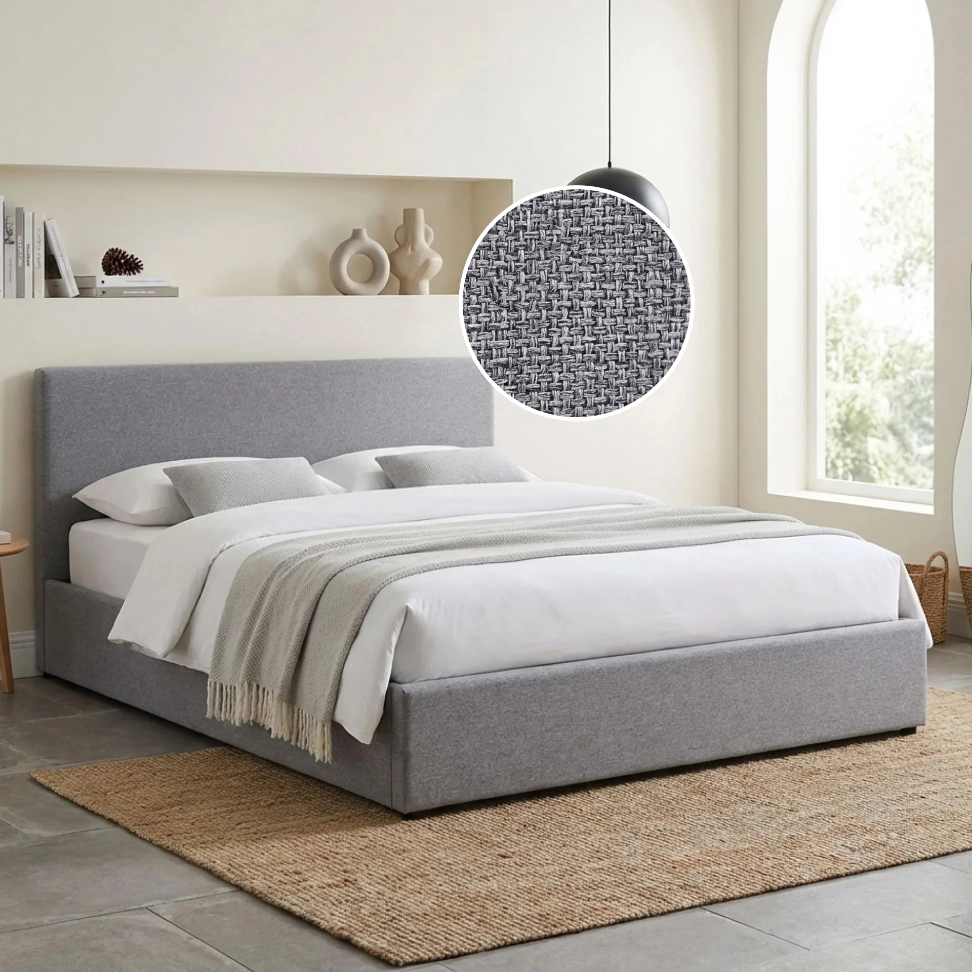 Violet Queen Gas Lift Bed Frame - Light Grey - Image 2