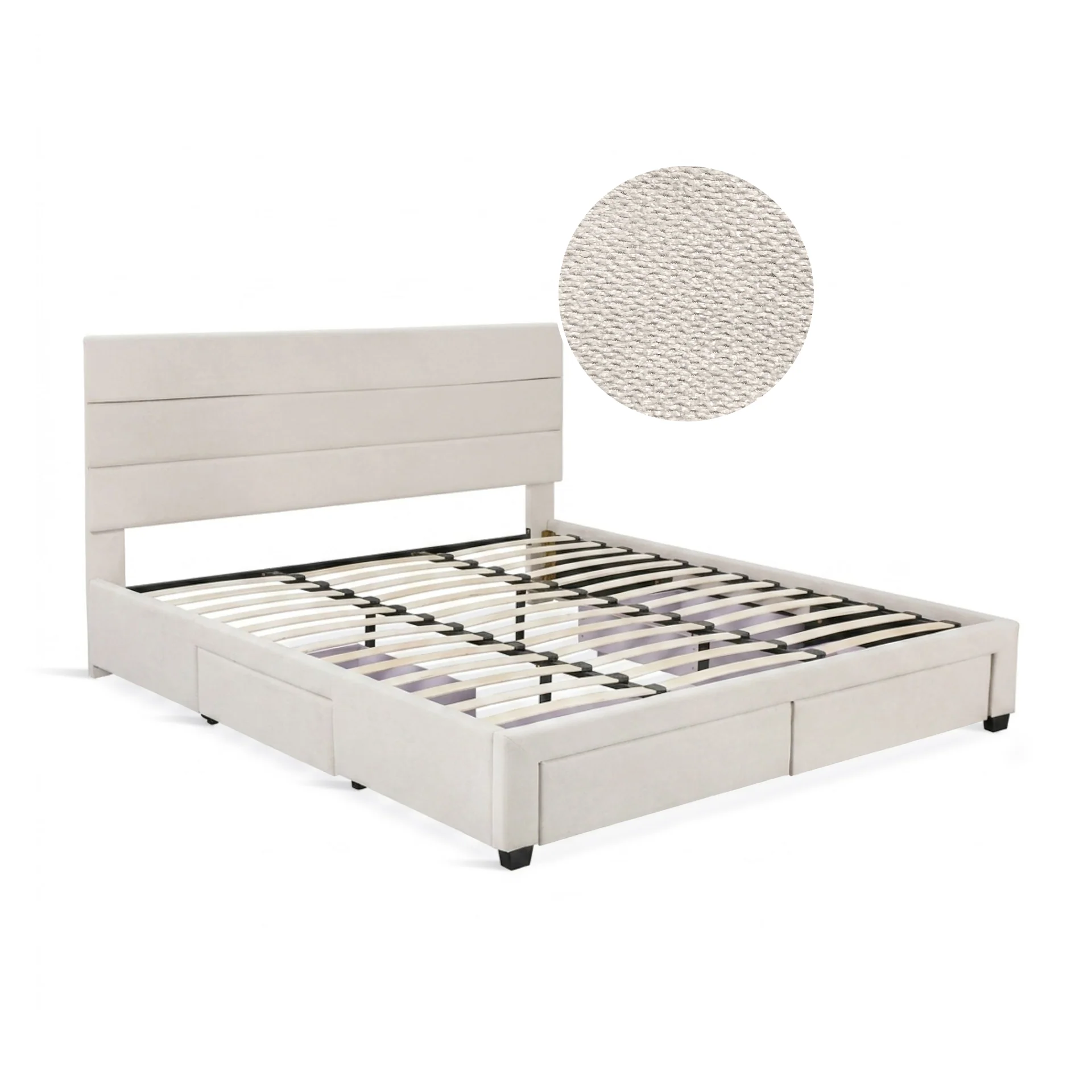 Arbor Super King Bed Frame with 4 Drawers - Beige - Image 9