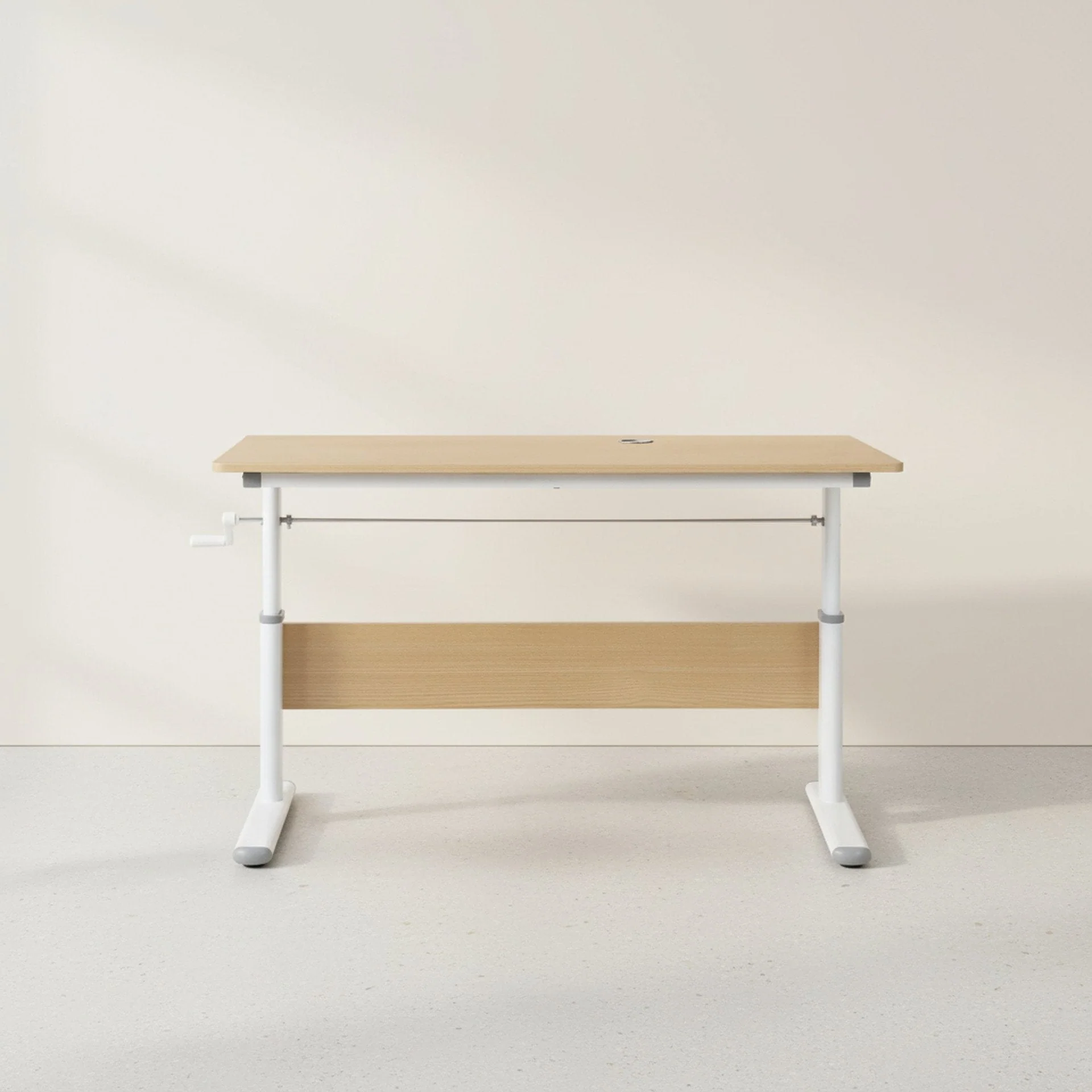 Lucas 120cm Manual Standing Desk - Maple + White - Image 4