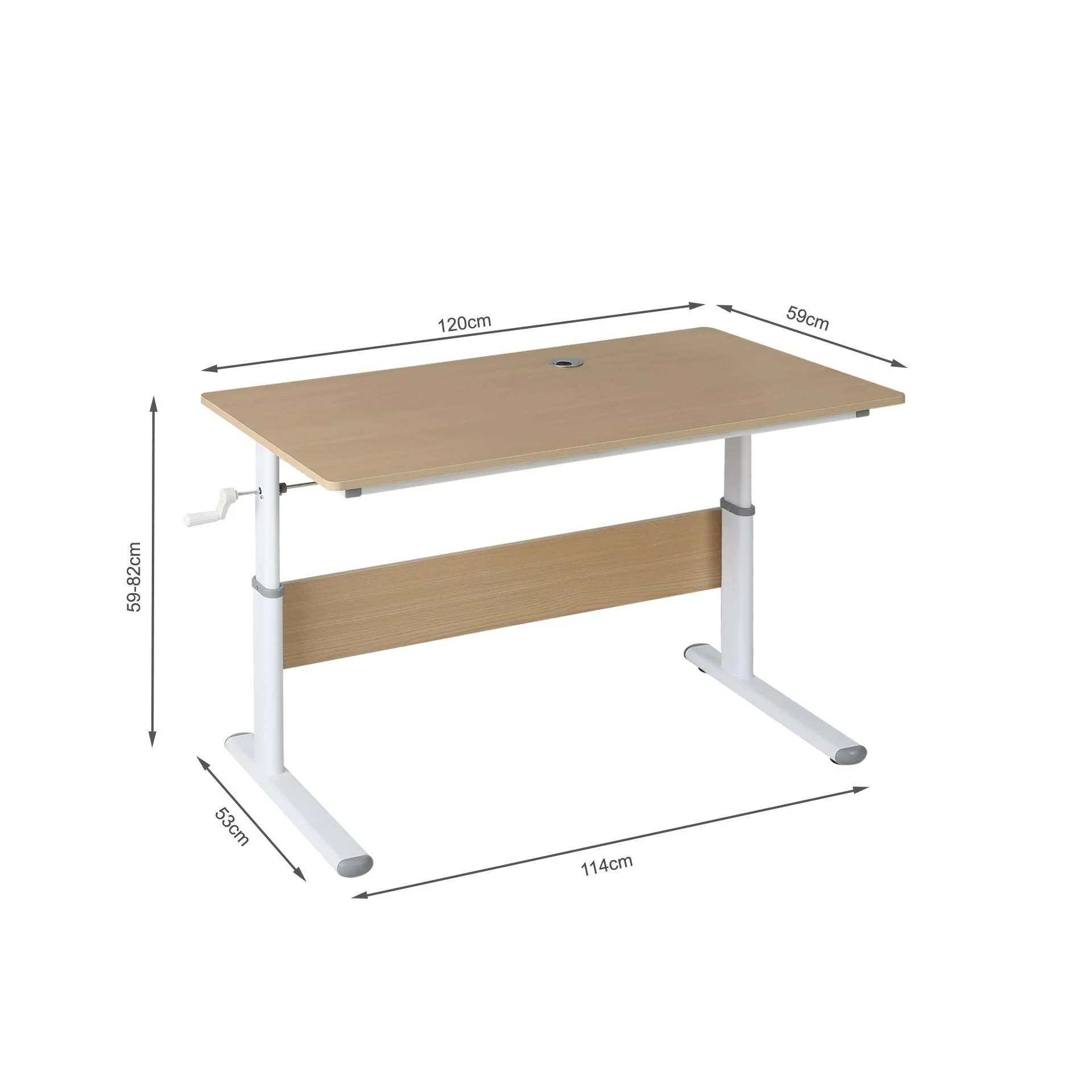 Lucas 120cm Manual Standing Desk - Maple + White - Image 8