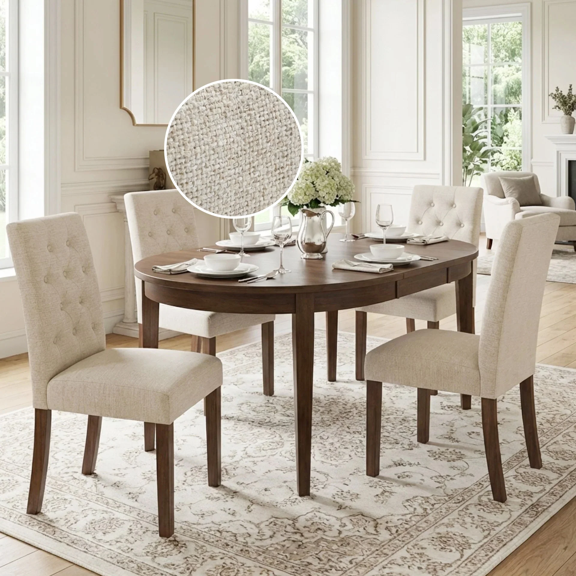 Lucia 4 Piece Upholstered Dining Chair - Beige - Image 2