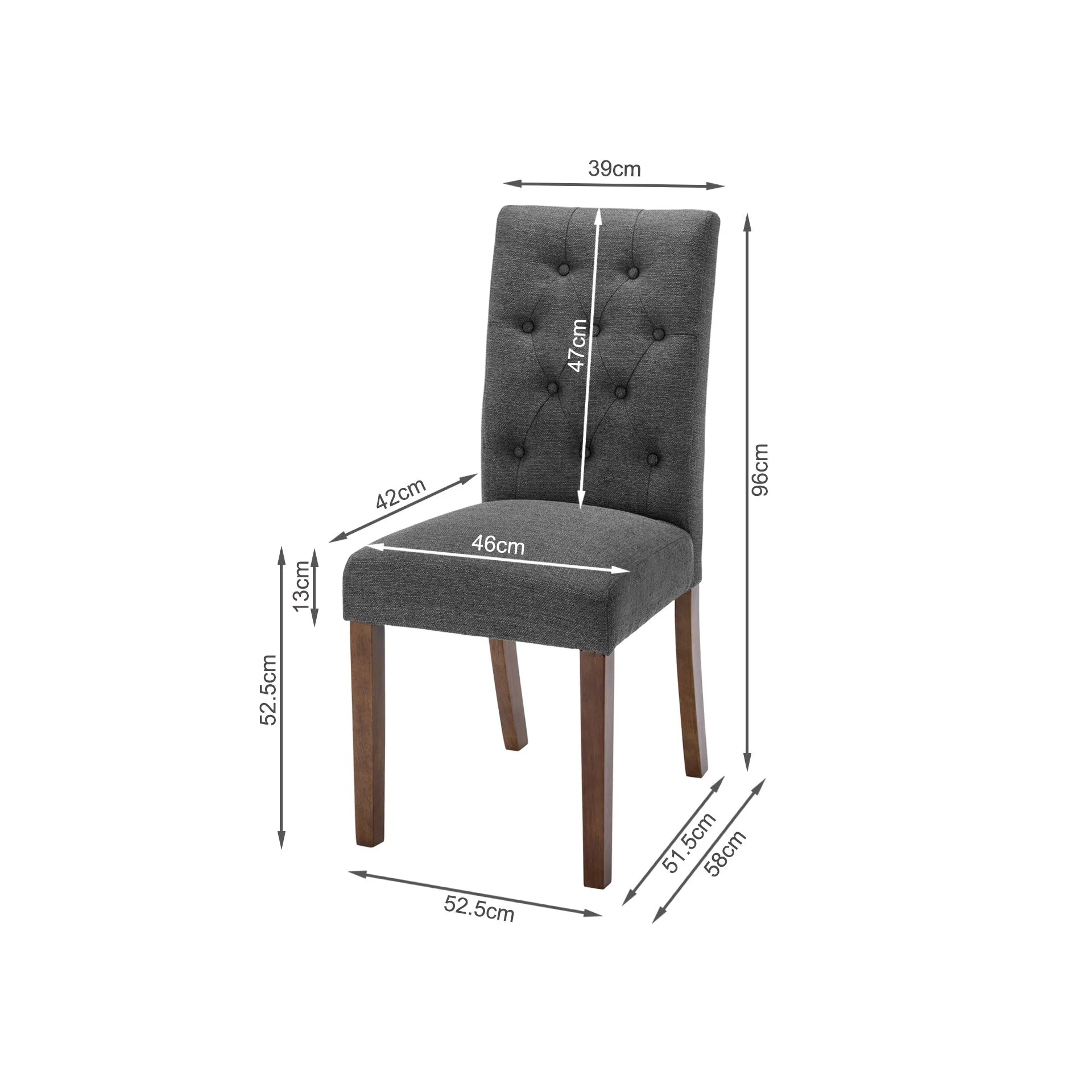 Lucia 4 Piece Upholstered Dining Chair - Dark Grey - Image 10