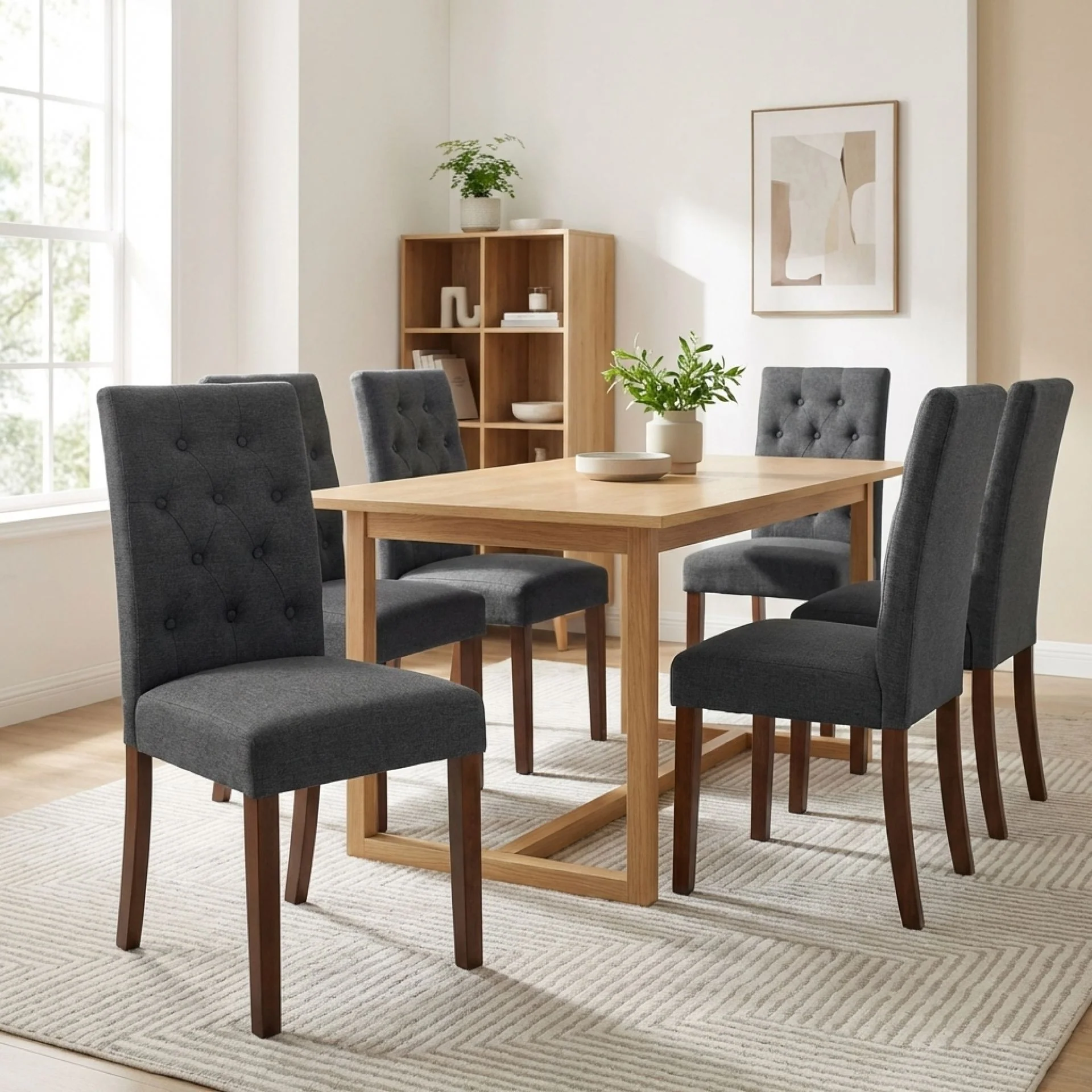 Lucia 6 Piece Upholstered Dining Chair - Dark Grey