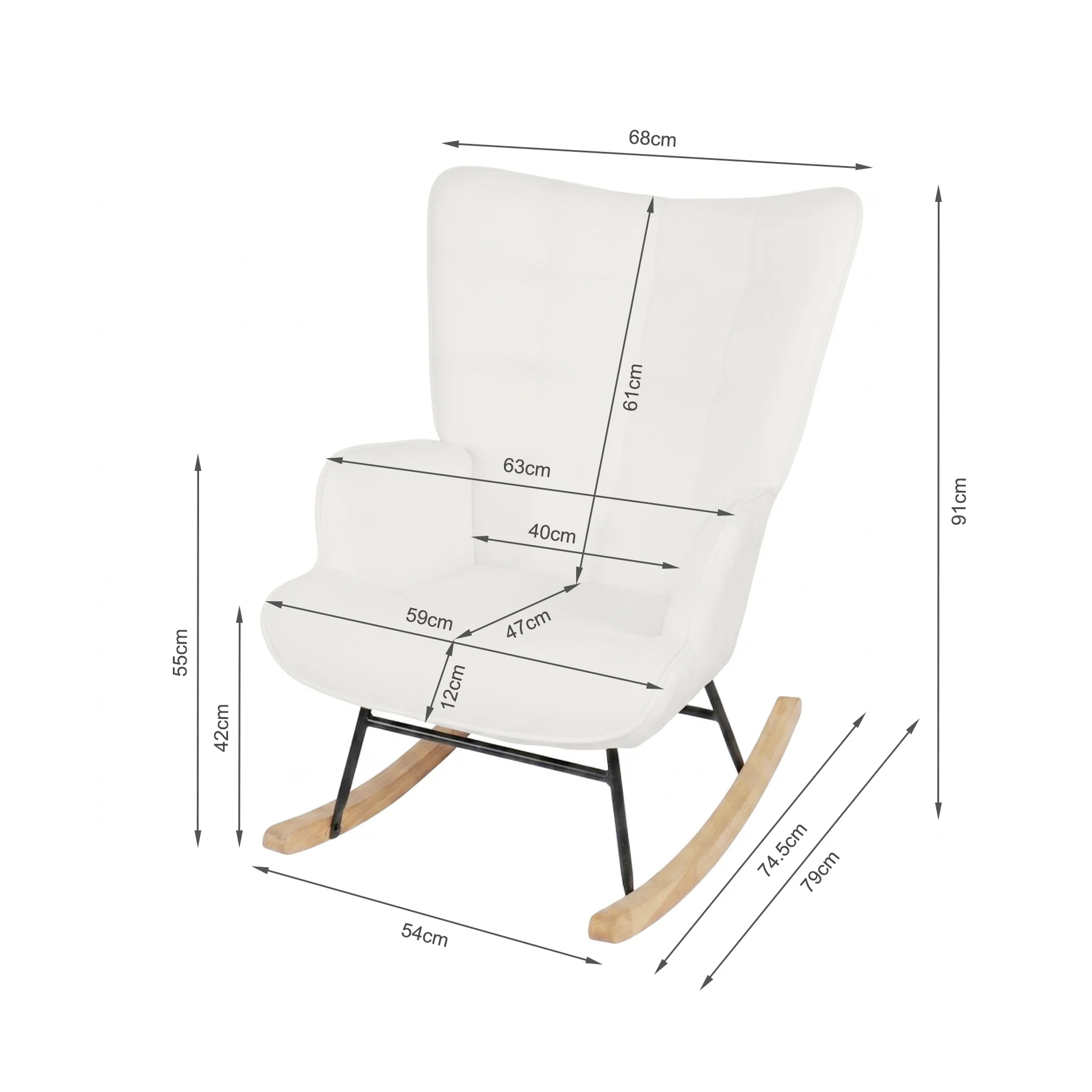 Lull Chenille Rocking Armchair - White - Image 13