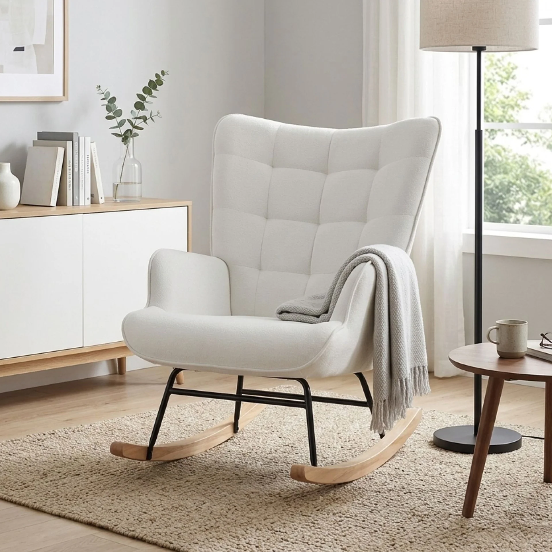 Lull Chenille Rocking Armchair - White - Image 3