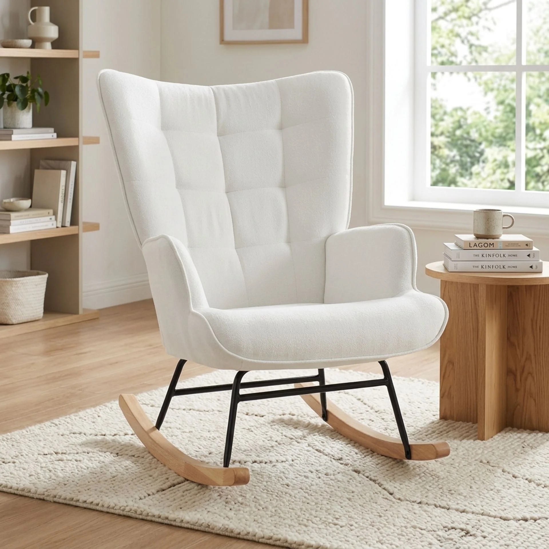 Lull Chenille Rocking Armchair - White - Image 4