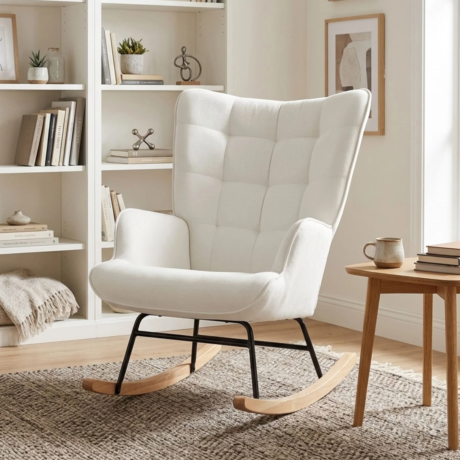 Lull Chenille Rocking Armchair - White - Image 5