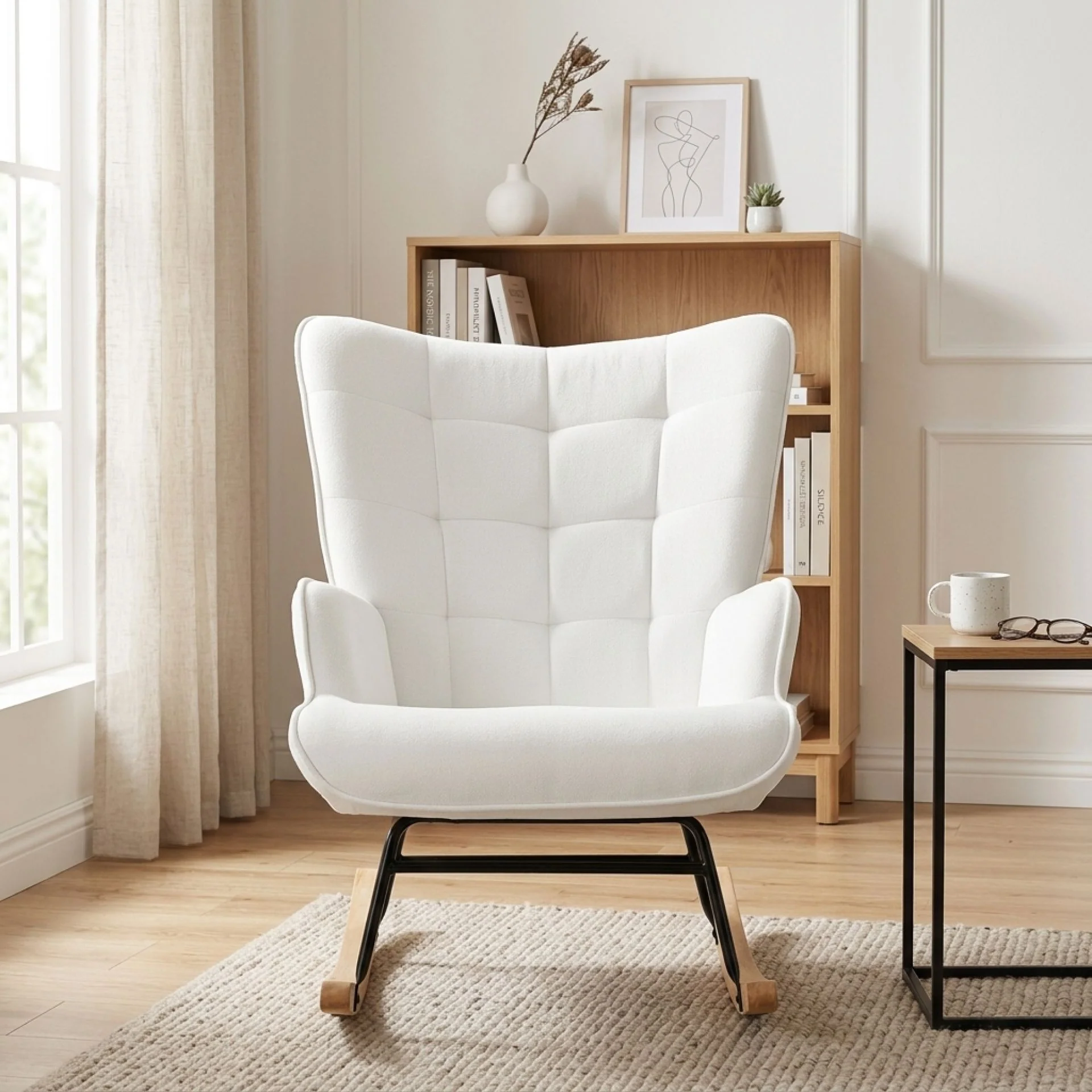 Lull Chenille Rocking Armchair - White - Image 6