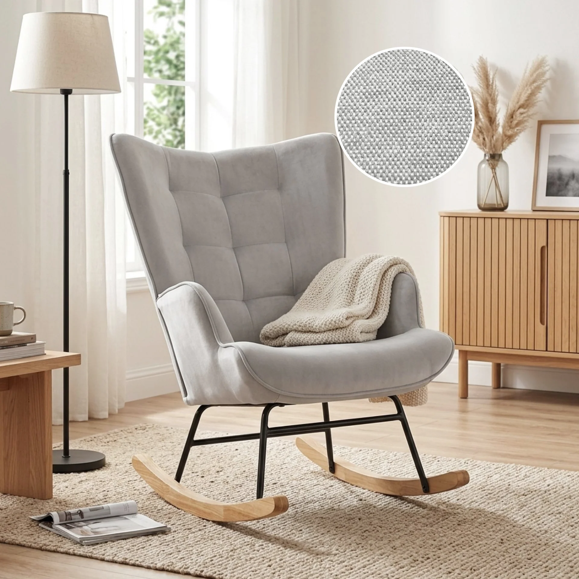 Lull Chenille Rocking Armchair - Slate Grey - Image 2