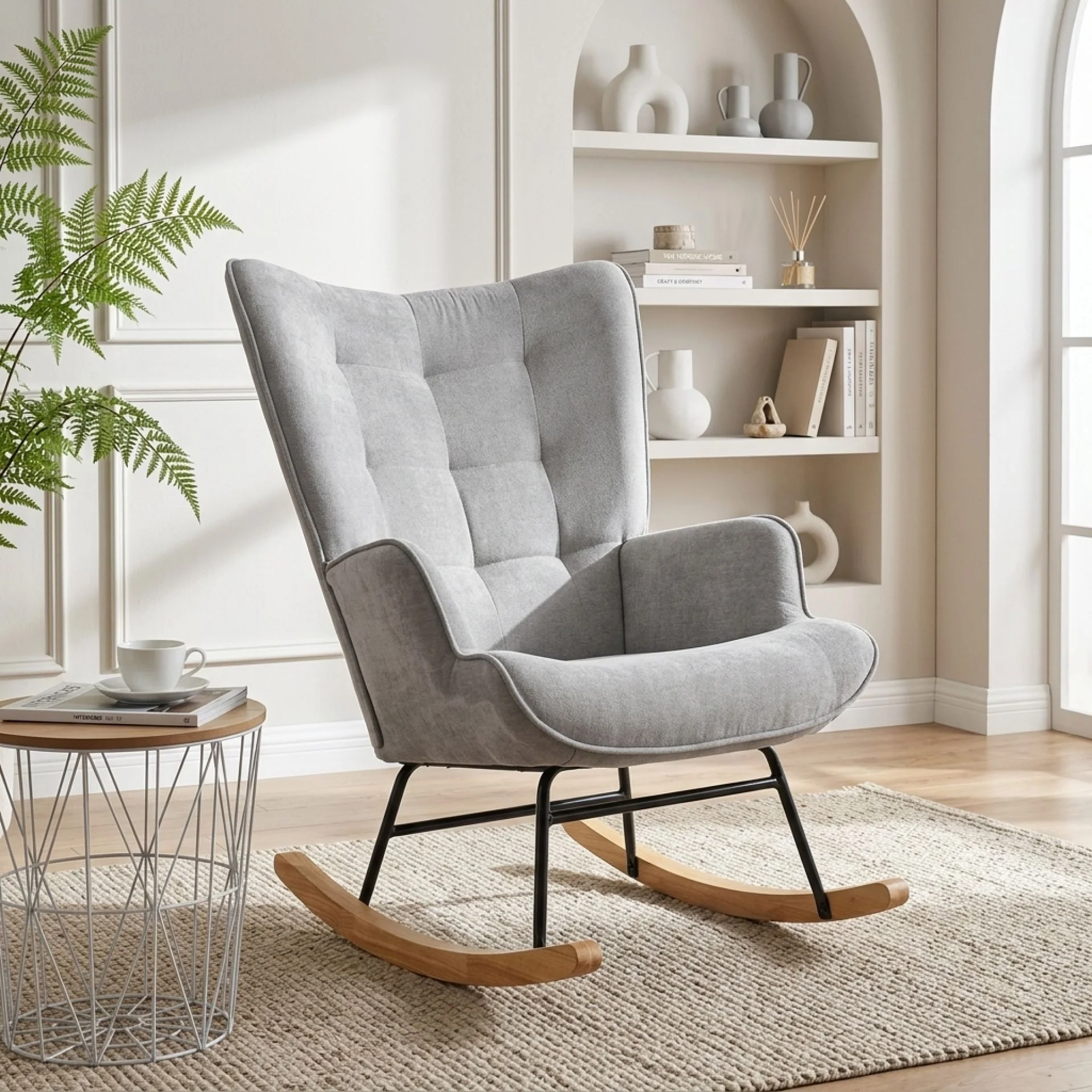 Lull Chenille Rocking Armchair - Slate Grey - Image 3