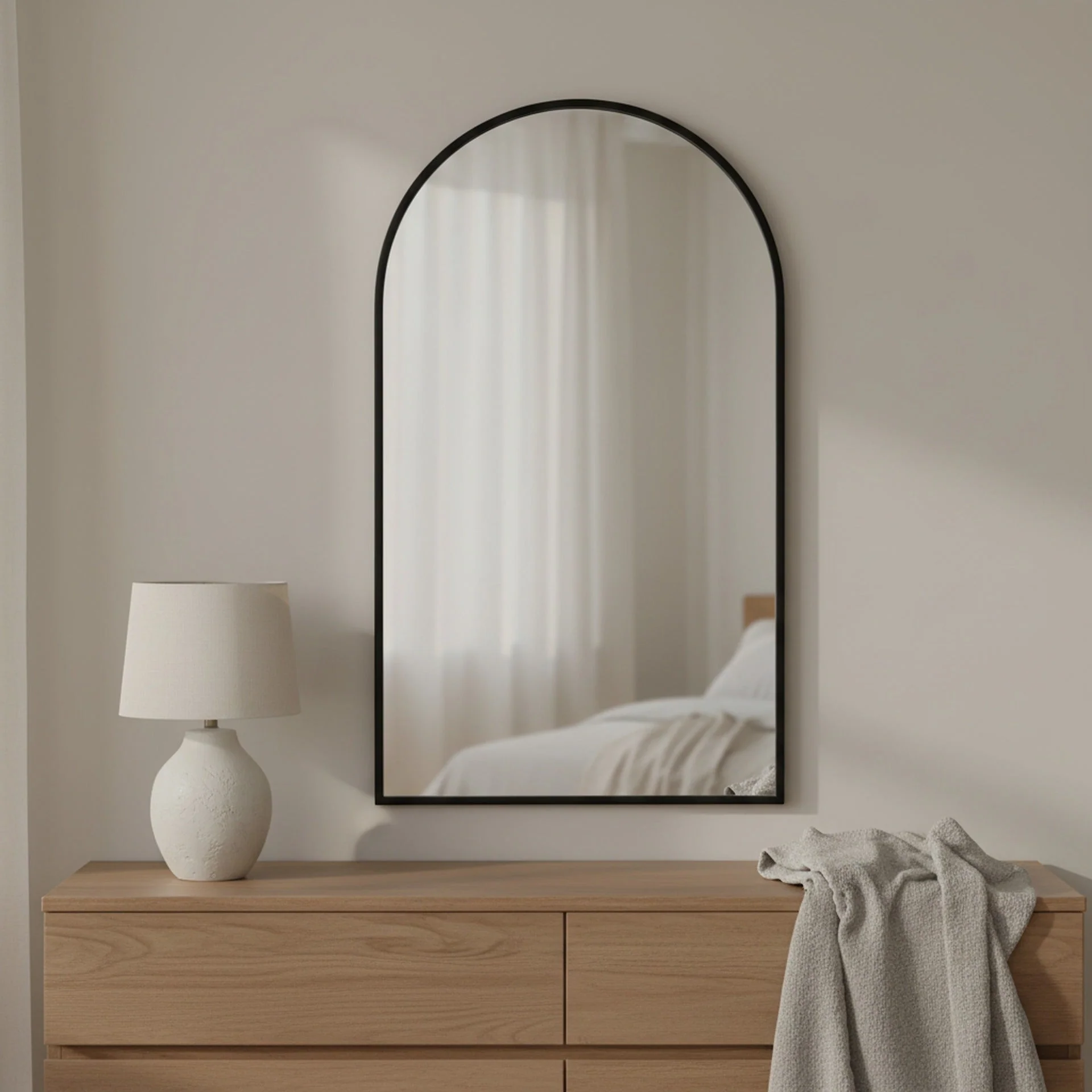 Luna Arched Metal Wall Mirror - Black - Image 7