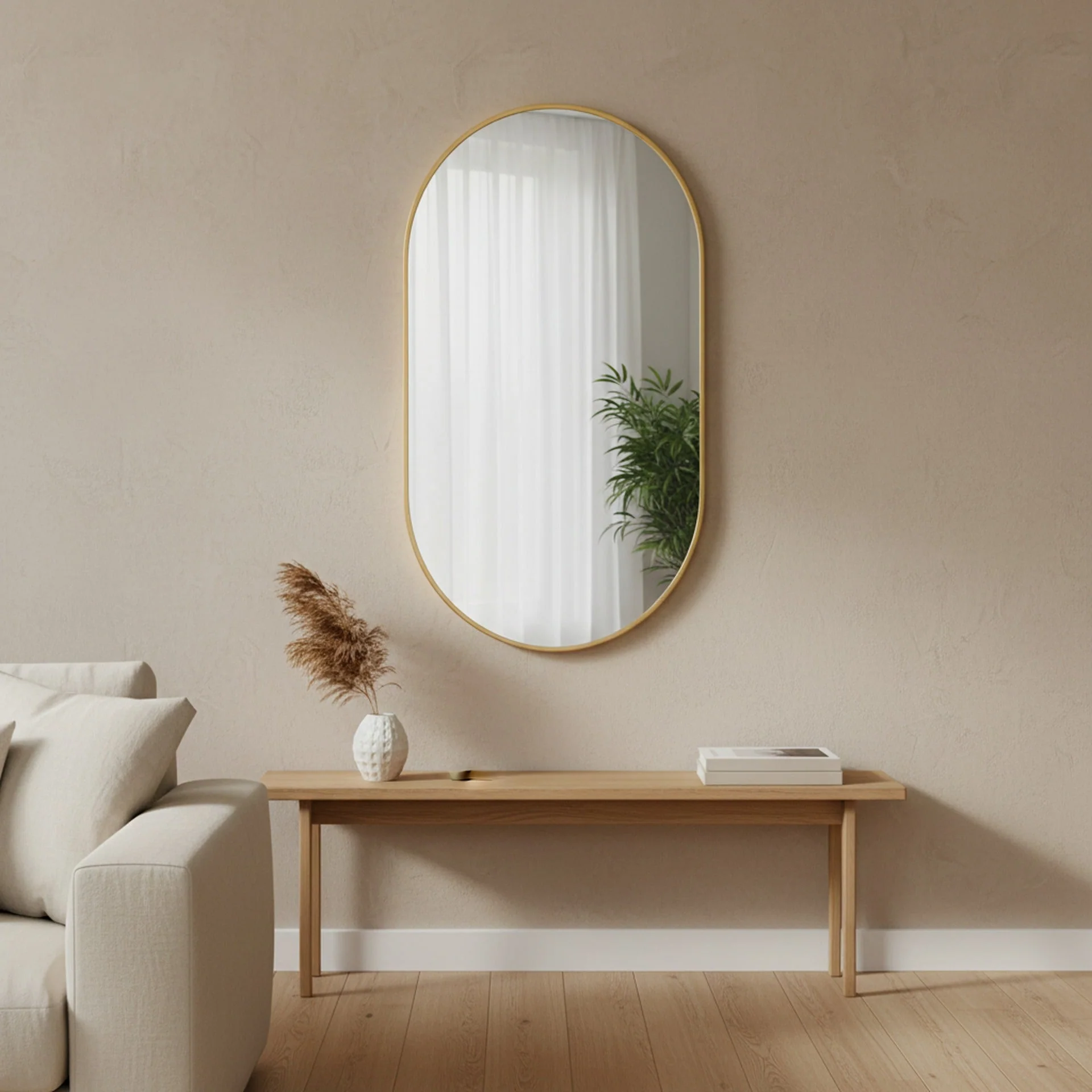 Luna Oval Metal Framed Wall Mirror - Gold - Image 10