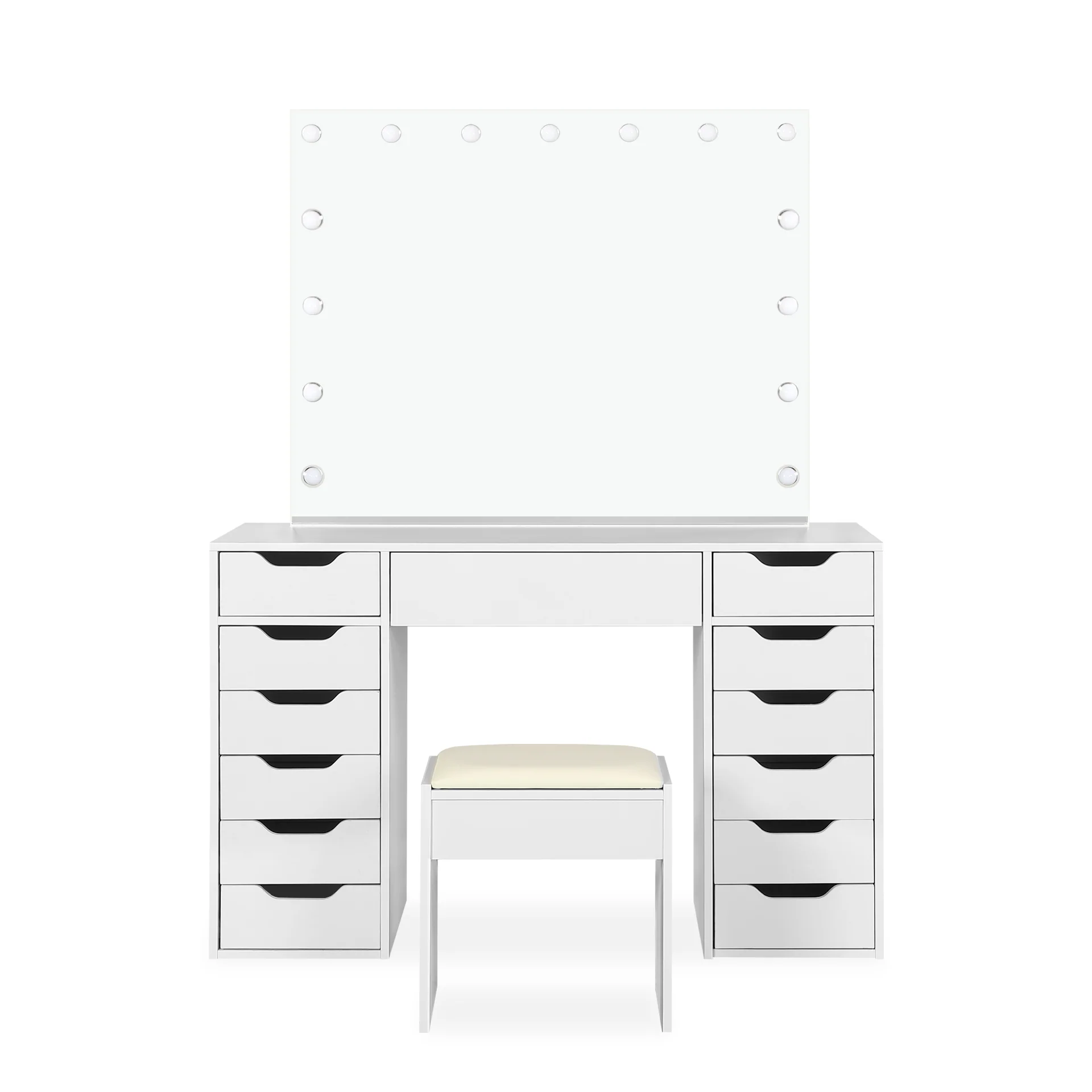 Lustra 2 Piece Dressing Table with Mirror & Stool Set - White - Image 9