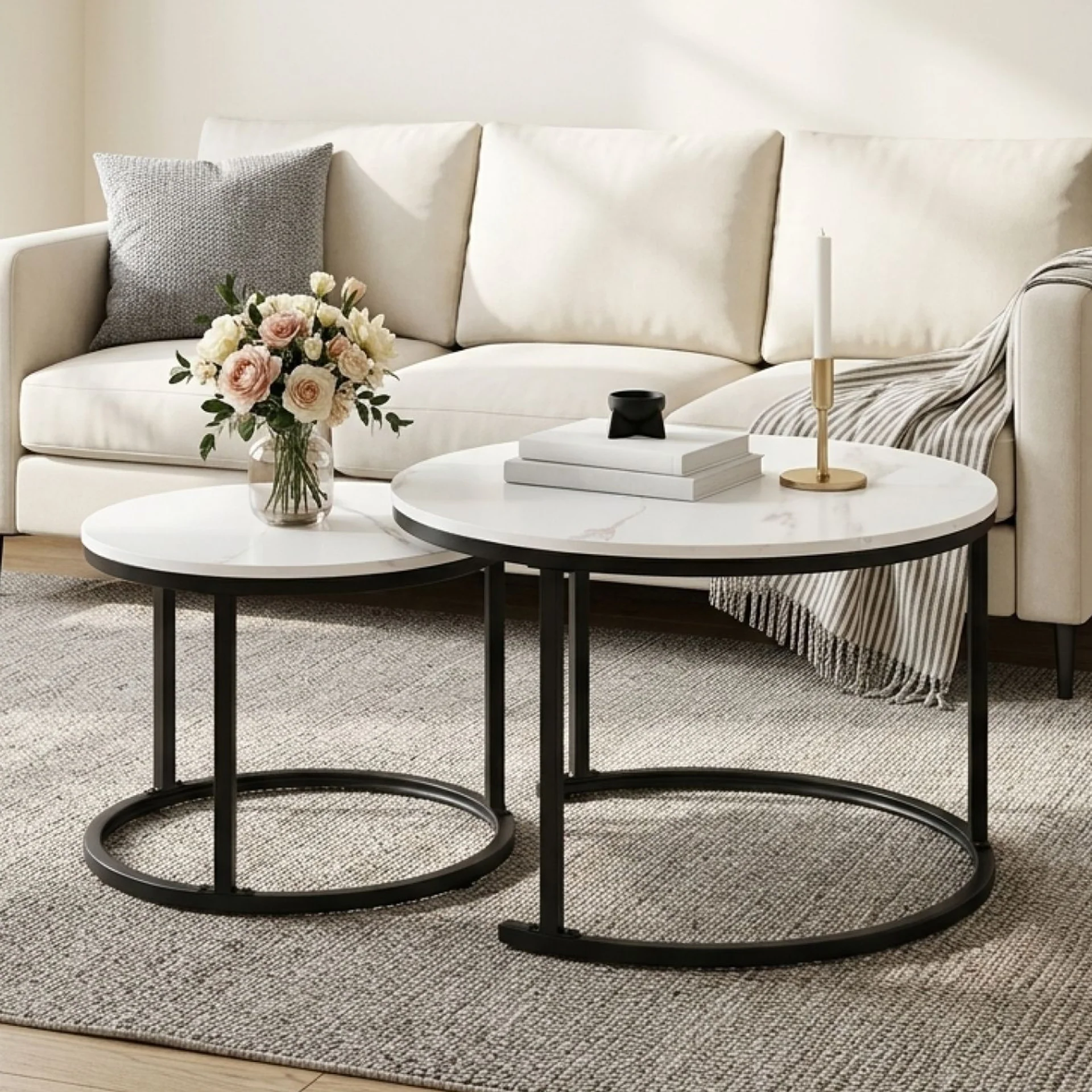 Mainit Nesting Coffee Table - Set of 2 - White + Black