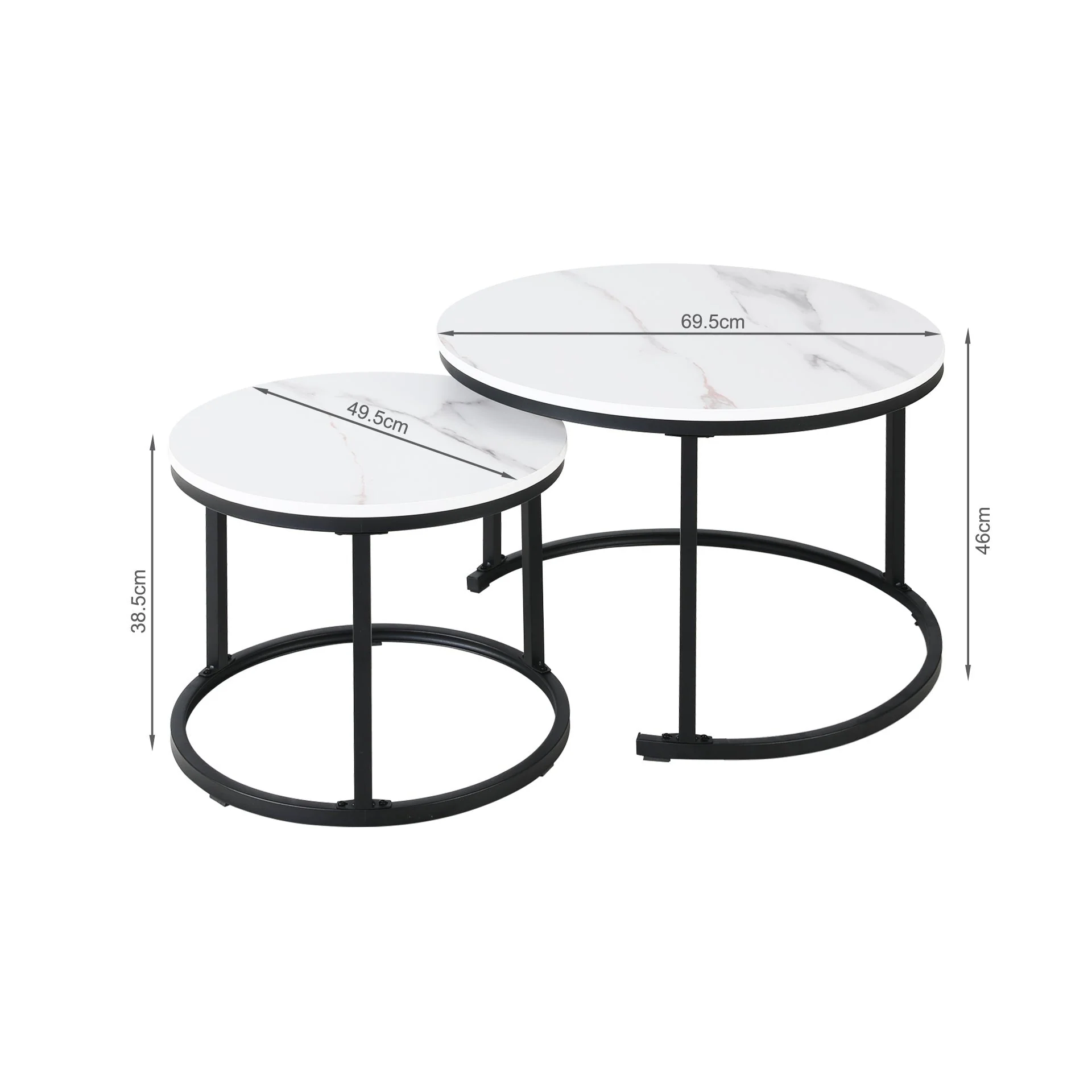 Mainit Nesting Coffee Table - Set of 2 - White + Black - Image 10