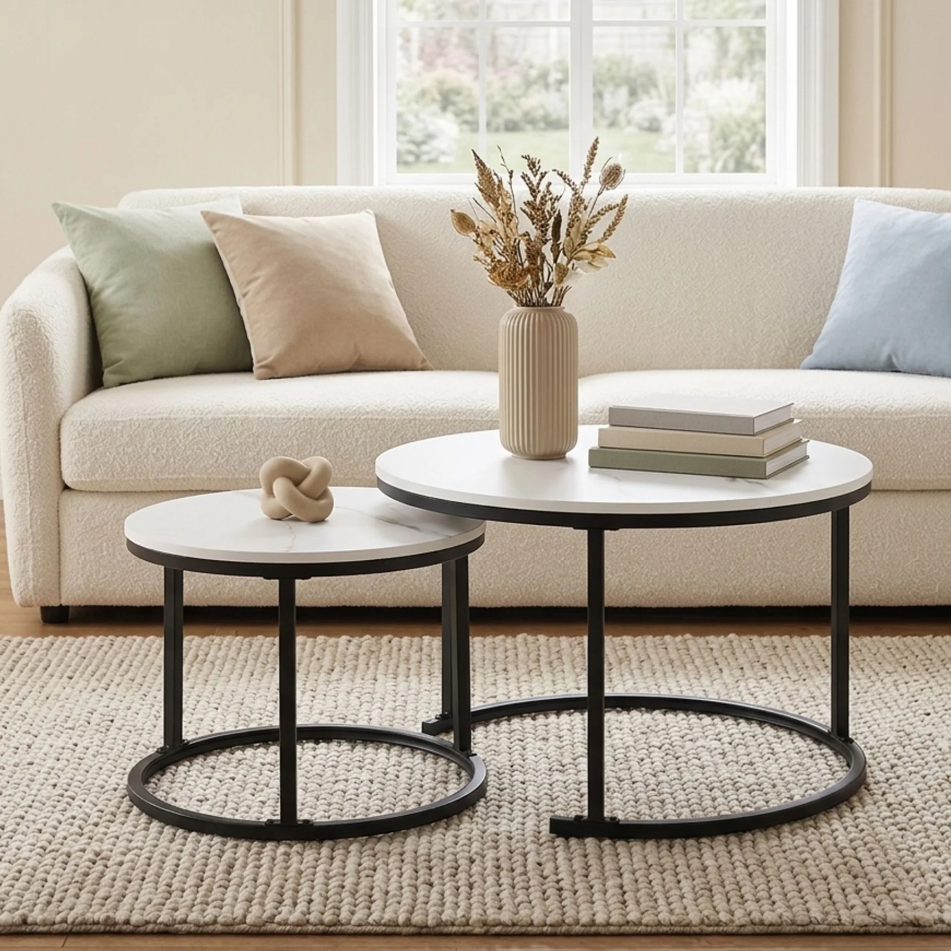 Mainit Nesting Coffee Table - Set of 2 - White + Black - Image 2