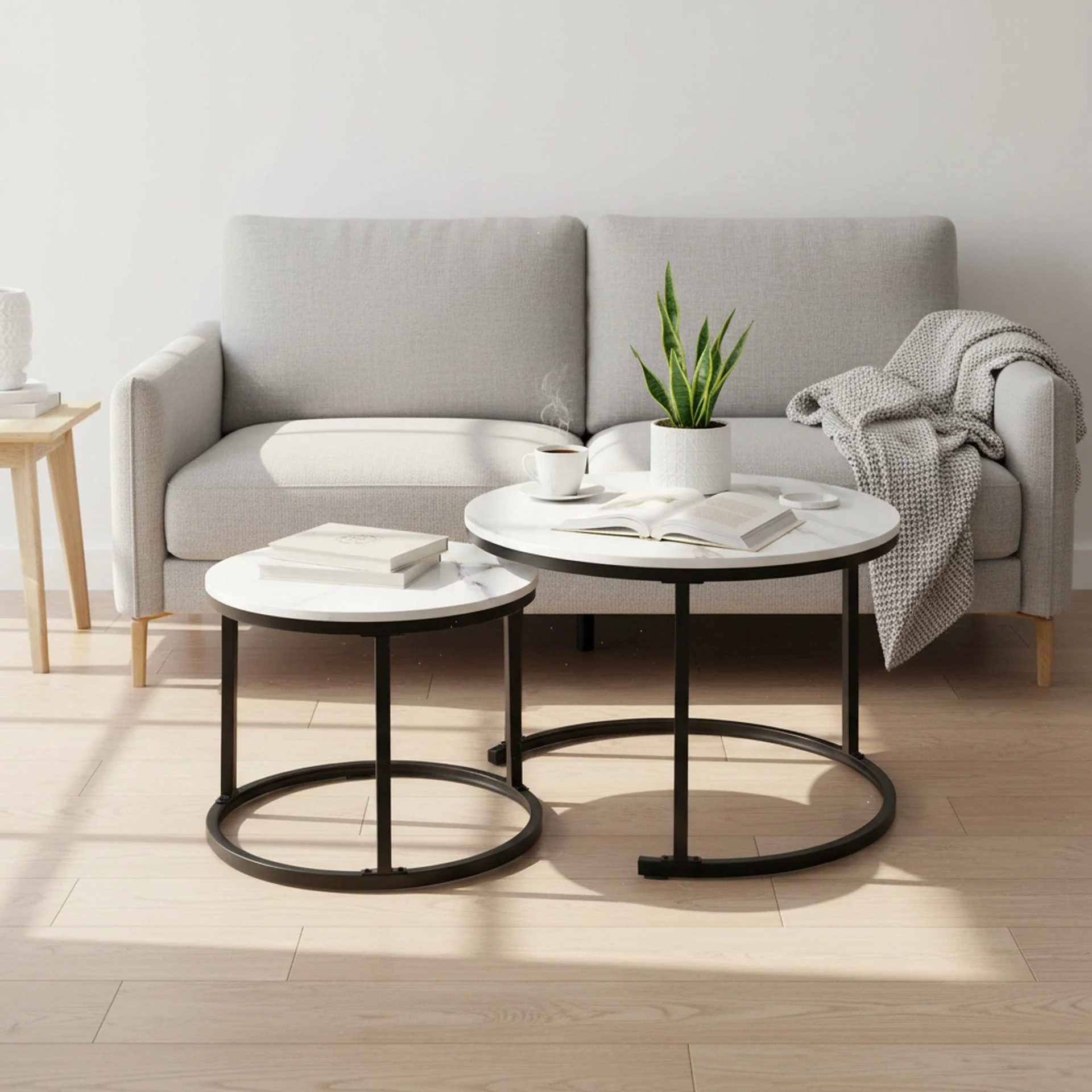 Mainit Nesting Coffee Table - Set of 2 - White + Black - Image 4