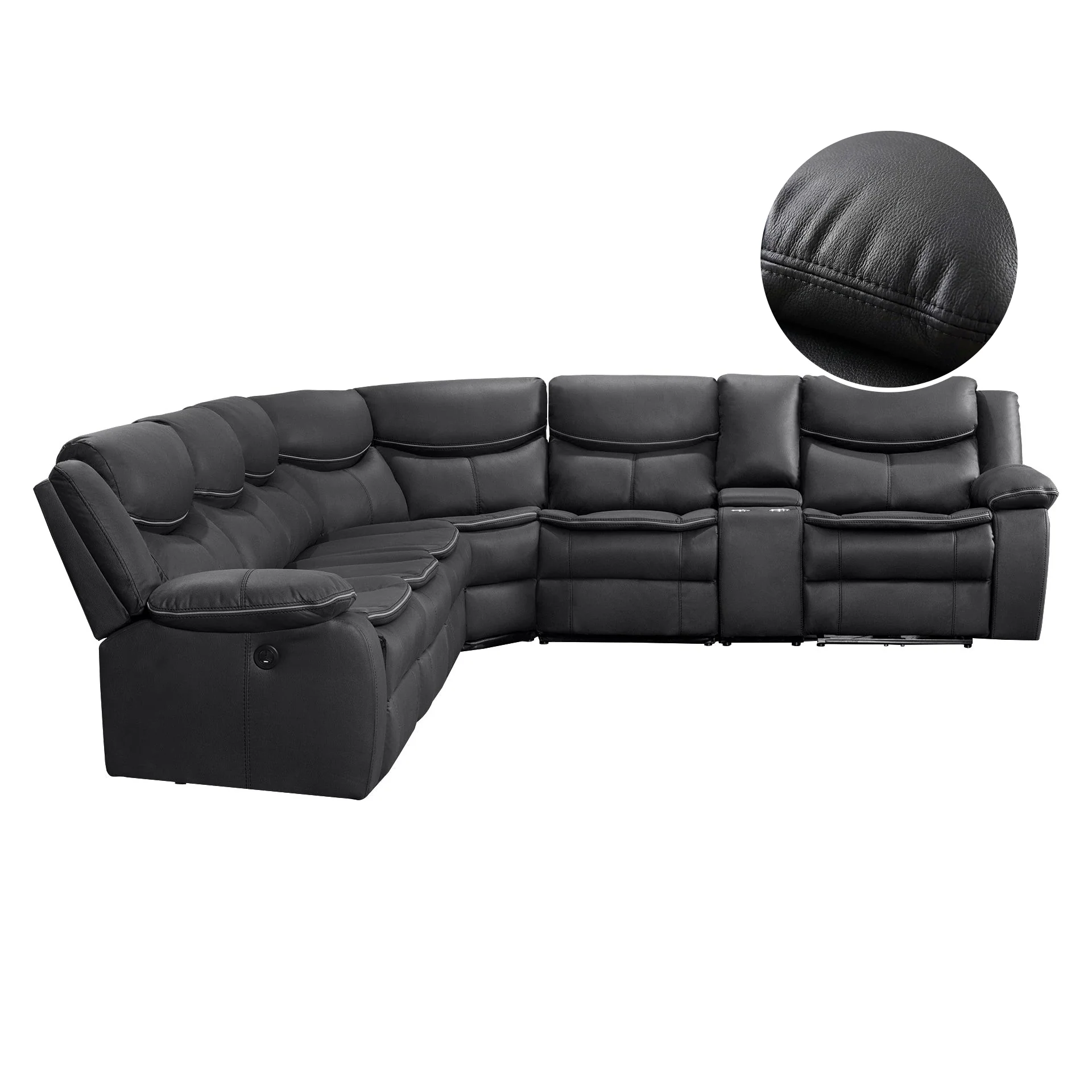 Mandan Electric Recliner Corner Sofa - Black - Image 8