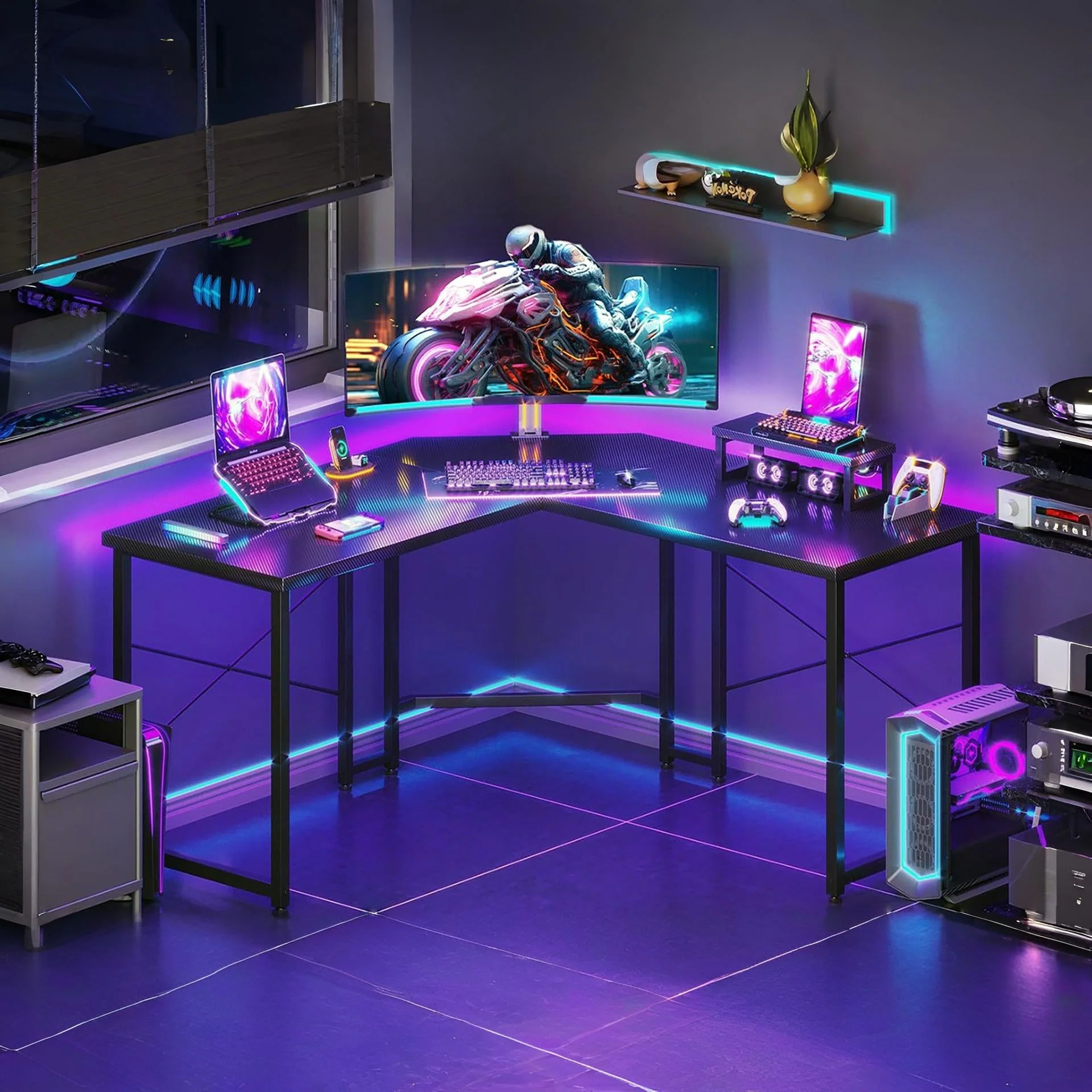 Marcus Gaming Corner Desk - Carbon Black - Image 2