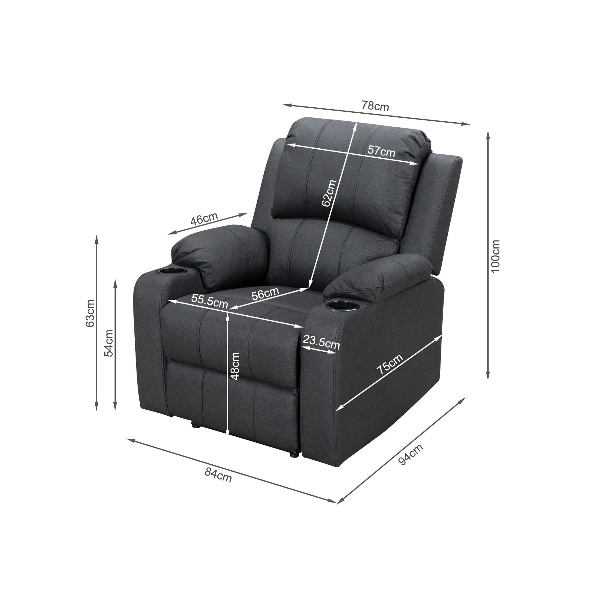 Marton Electric Recliner Chair - Black - Image 16