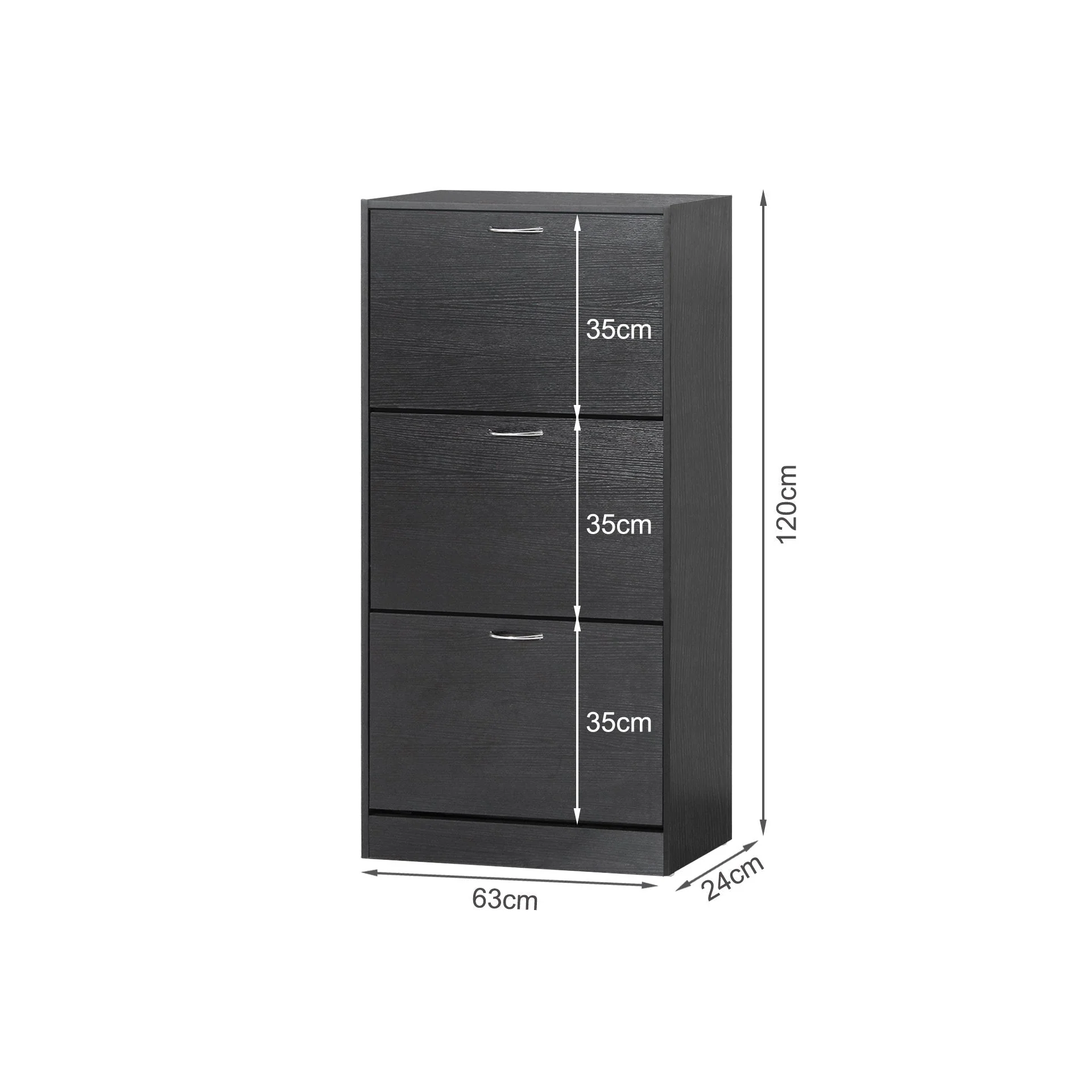 Matilda 3 Drawer Shoe Cabinet Storage Rack - Black - Image 13