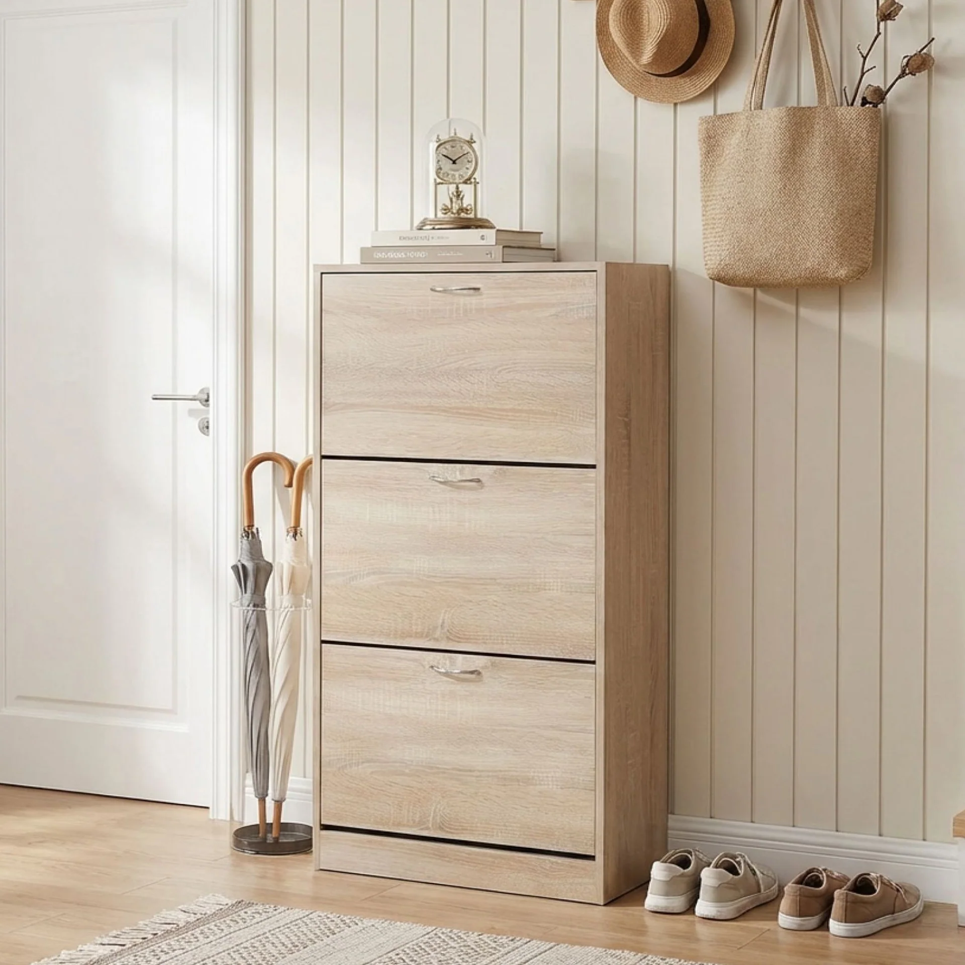 Matilda 3 Drawer Shoe Cabinet Storage Rack - Maple