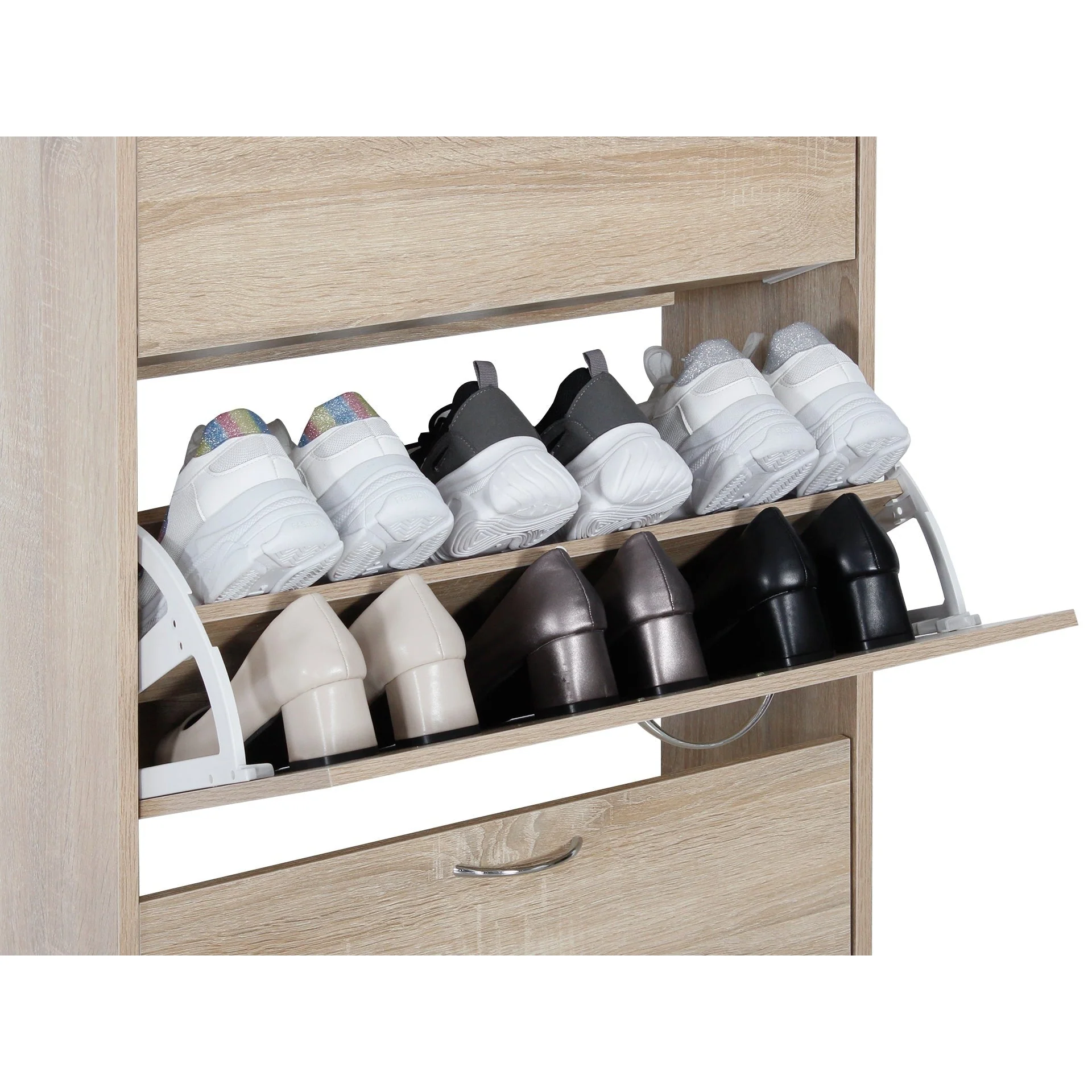 Matilda 3 Drawer Shoe Cabinet Storage Rack - Maple - Image 10