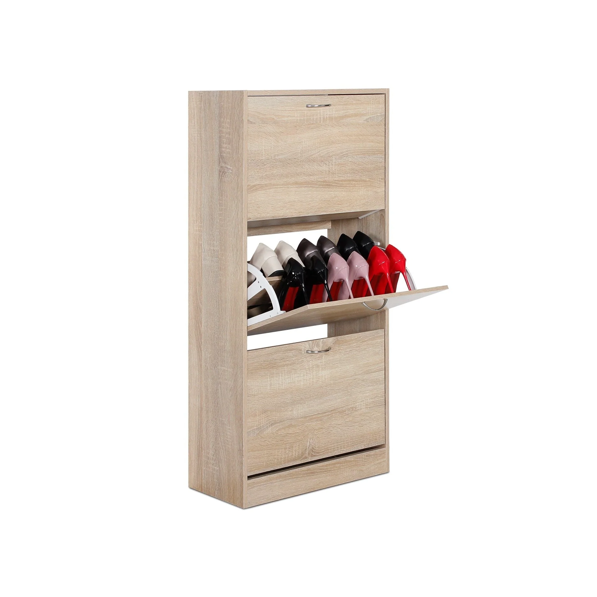 Matilda 3 Drawer Shoe Cabinet Storage Rack - Maple - Image 7