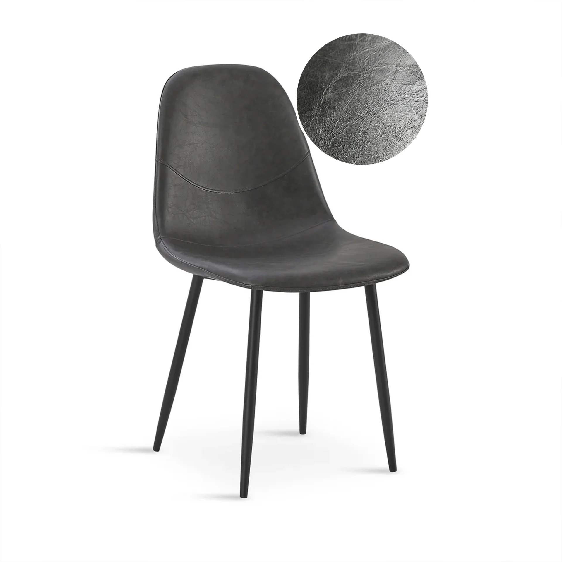 Matthew PU Leather Dining Chair - Set of 4 - Grey - Image 8