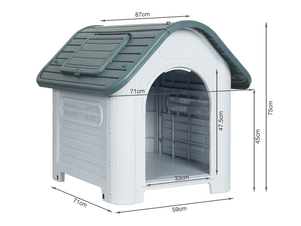 Medium Plastic Dog House with Window - Grey - Image 10