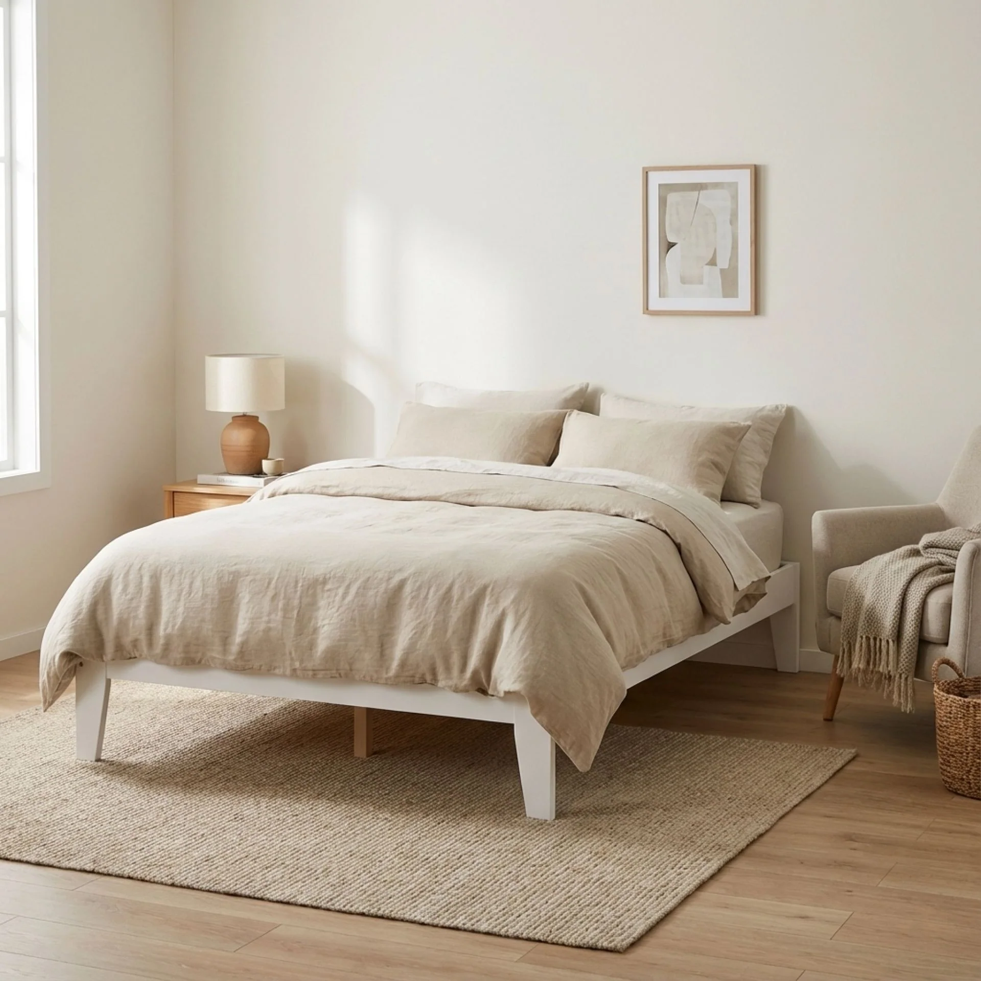 Meri Double Wooden Bed Frame - White