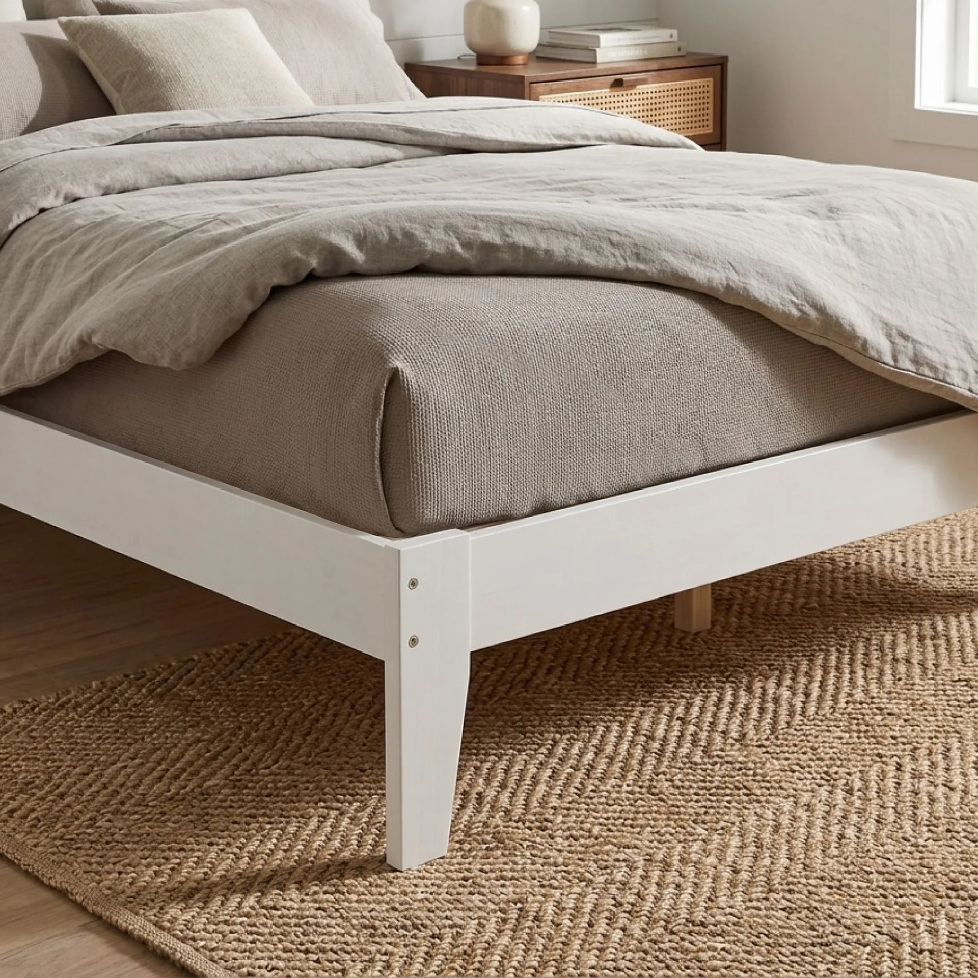 Meri Queen Wooden Bed Frame - White - Image 6