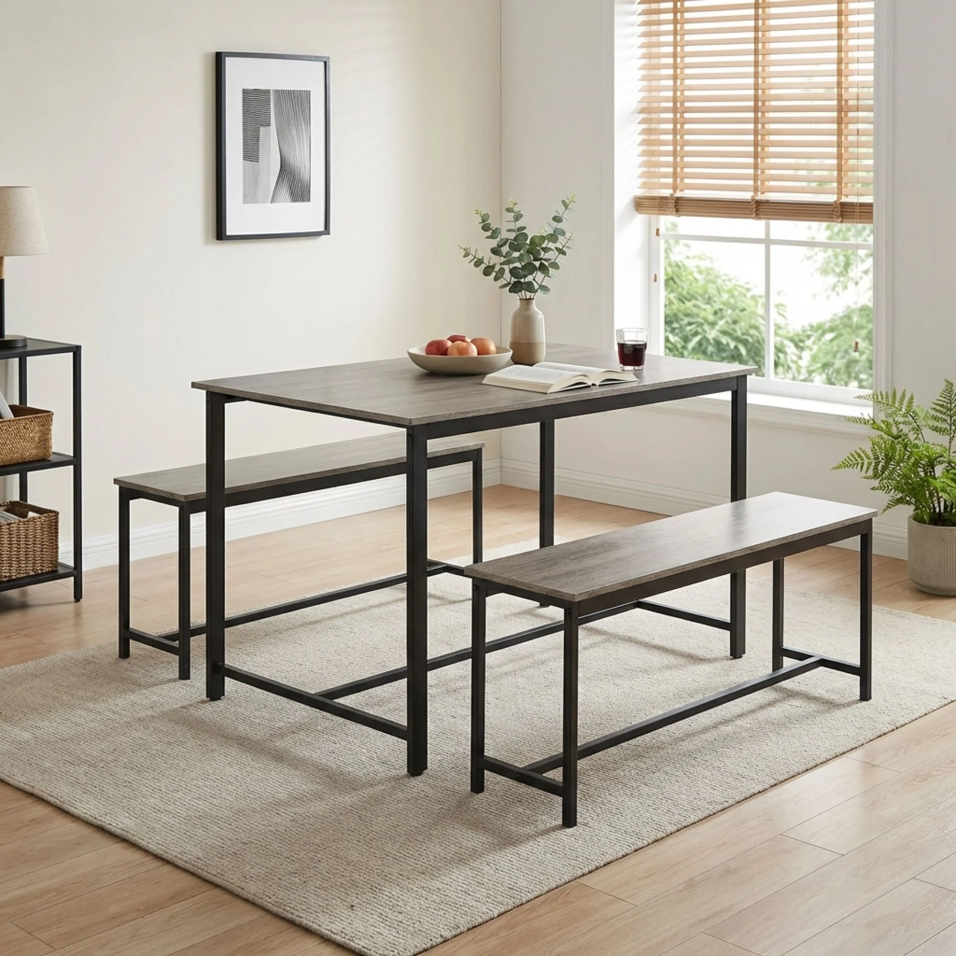 Merren 3 Piece Dining Set - Grey Oak - Image 3