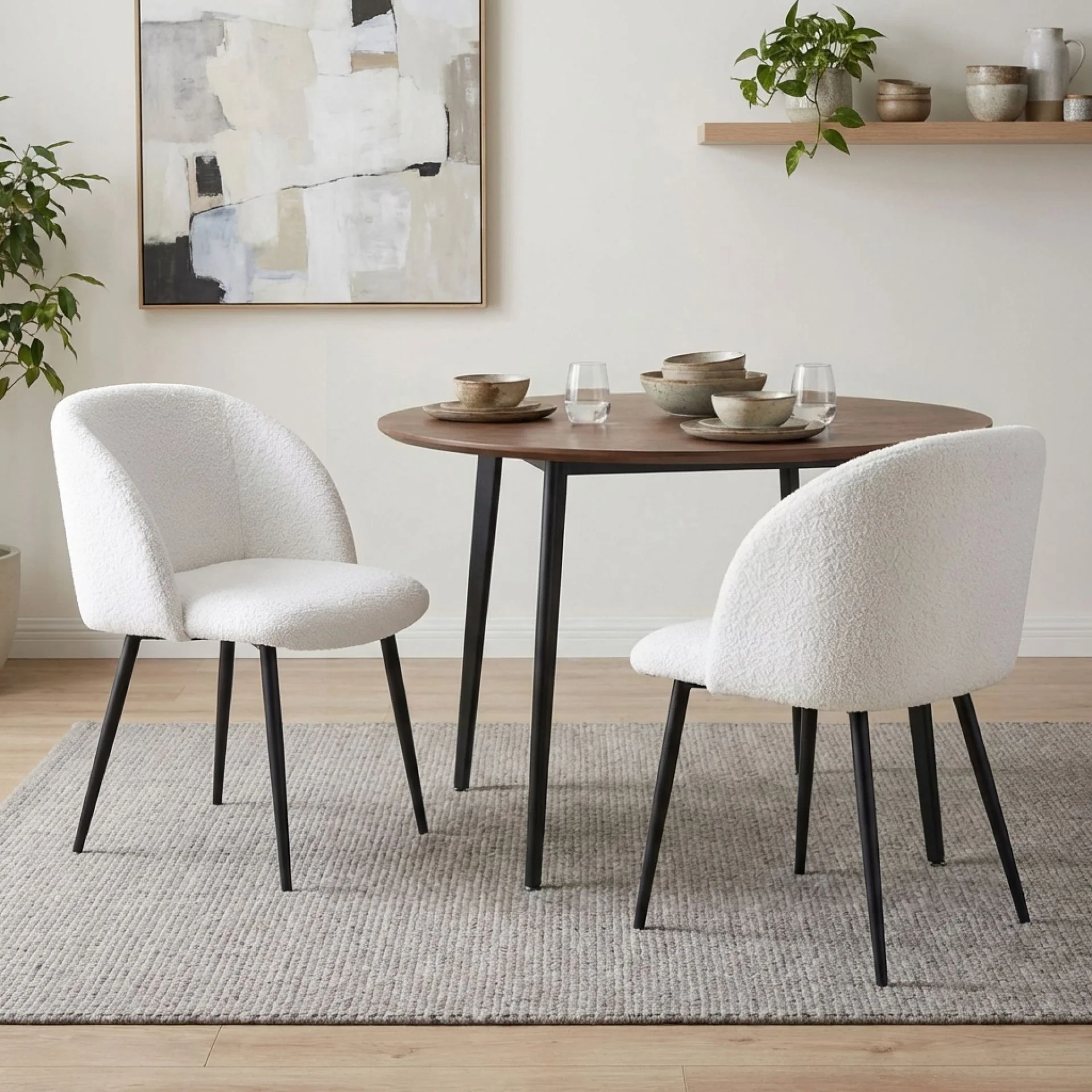 Merryn Boucle Dining Chairs - Set of 2 - White - Image 5
