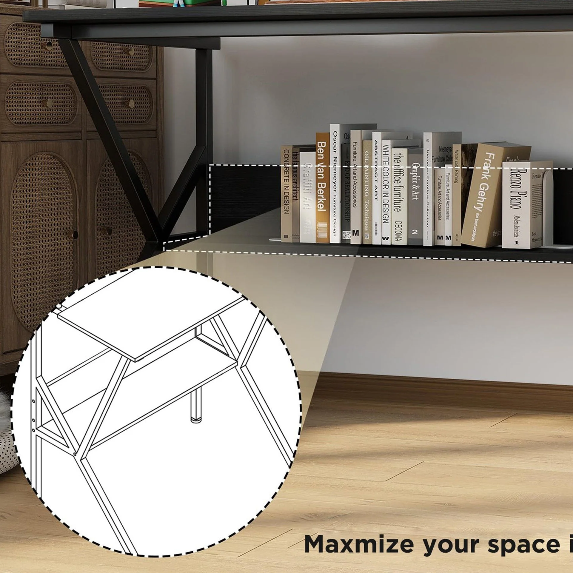 Michael 100cm Computer Desk Study Table - Black - Image 7
