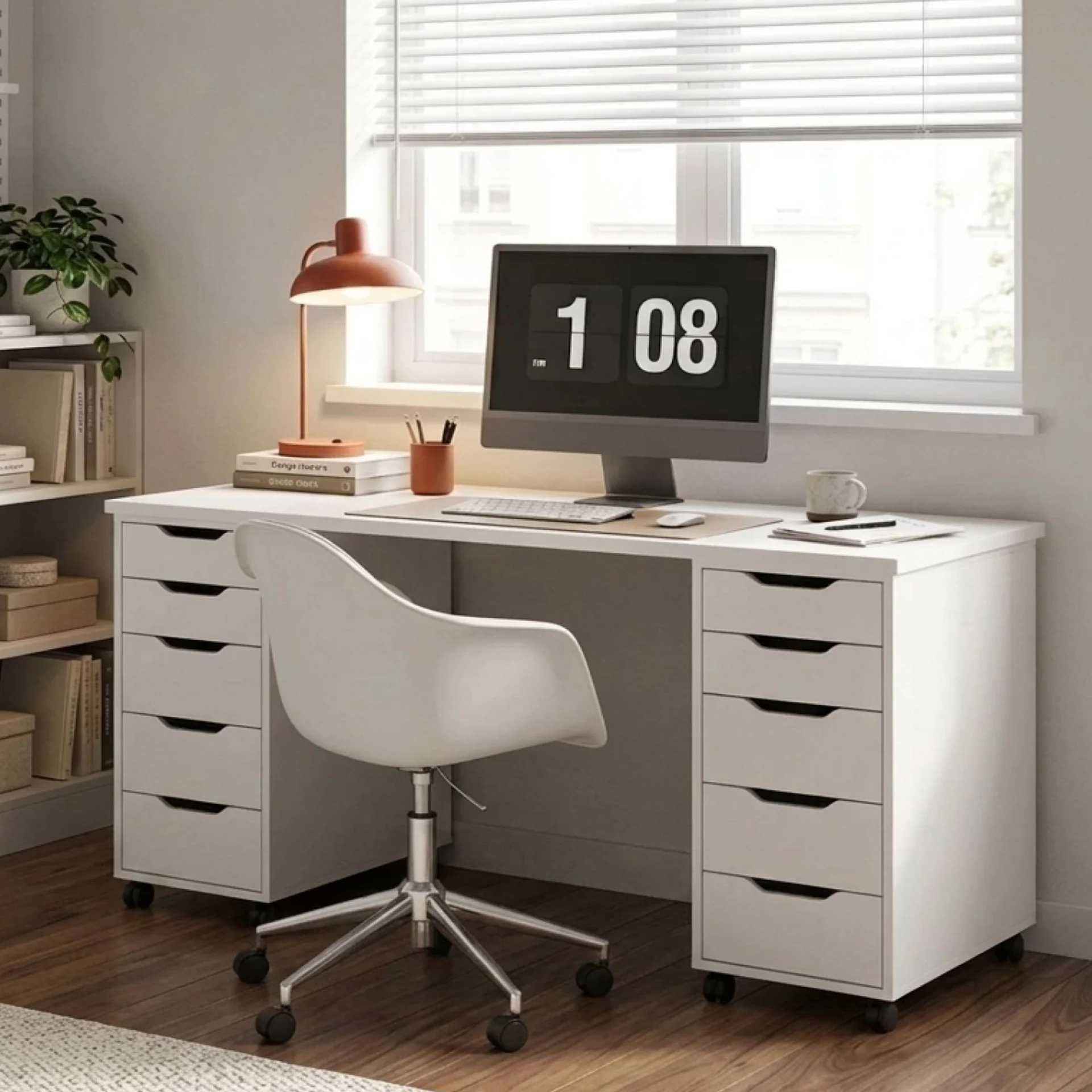 Miles 160cm Computer Desk With Drawers - White - Image 9