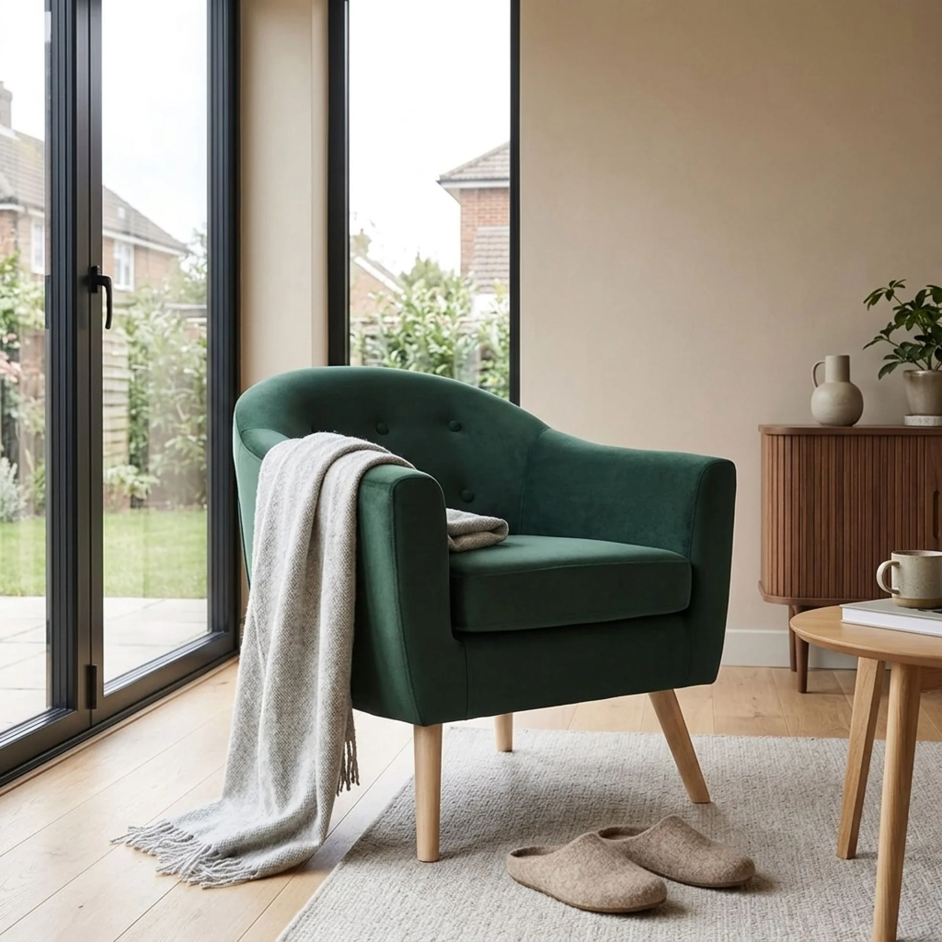 Millo Velvet Armchair - Dark Green - Image 6