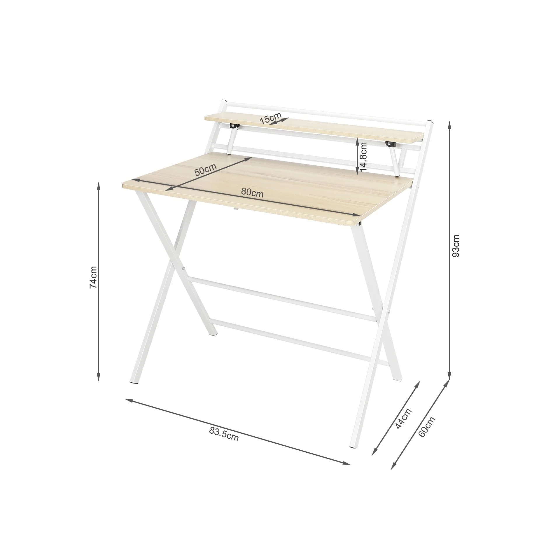 Milo 80cm Foldable Computer Desk - Oak - Image 10