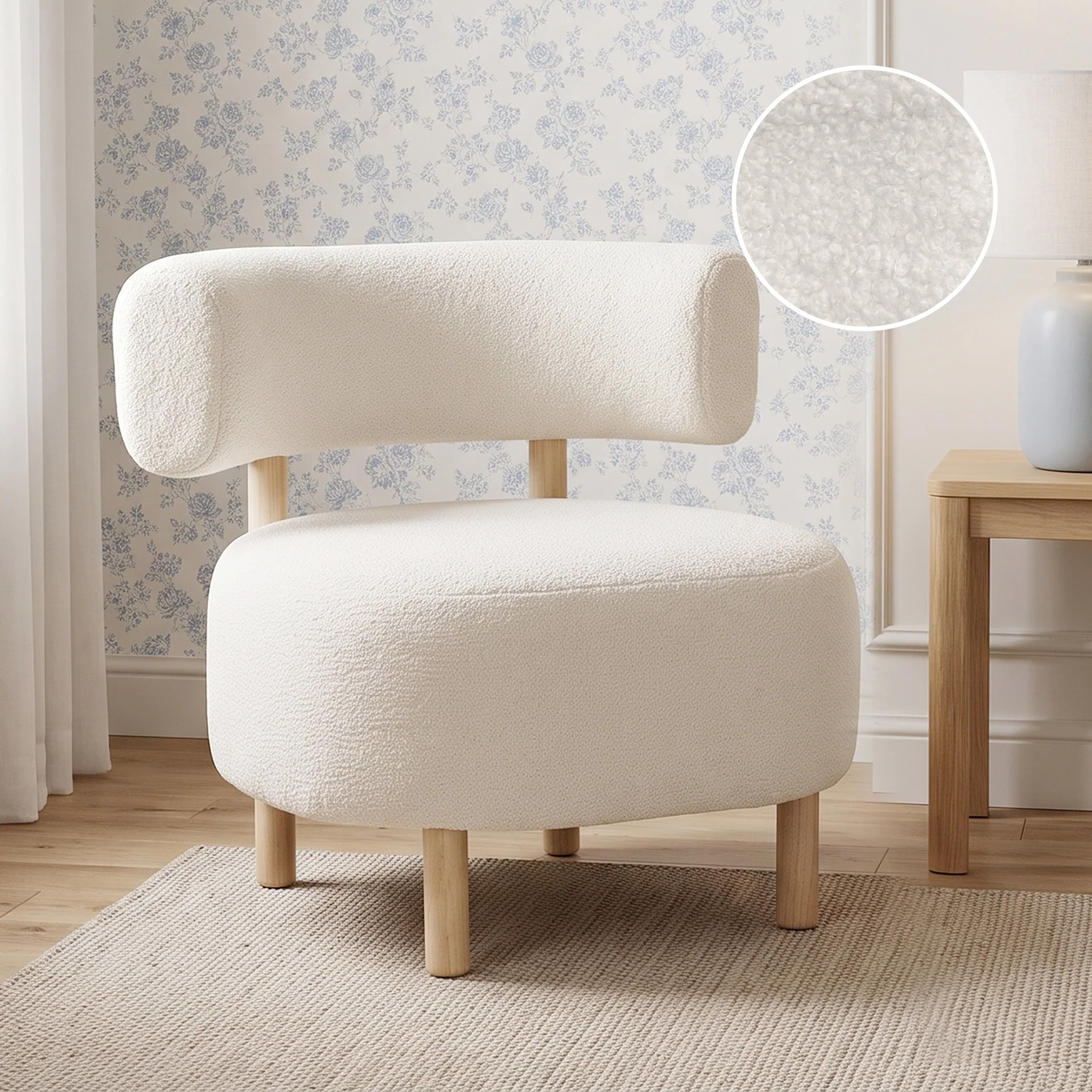 Milo Boucle Armchair - White - Image 2