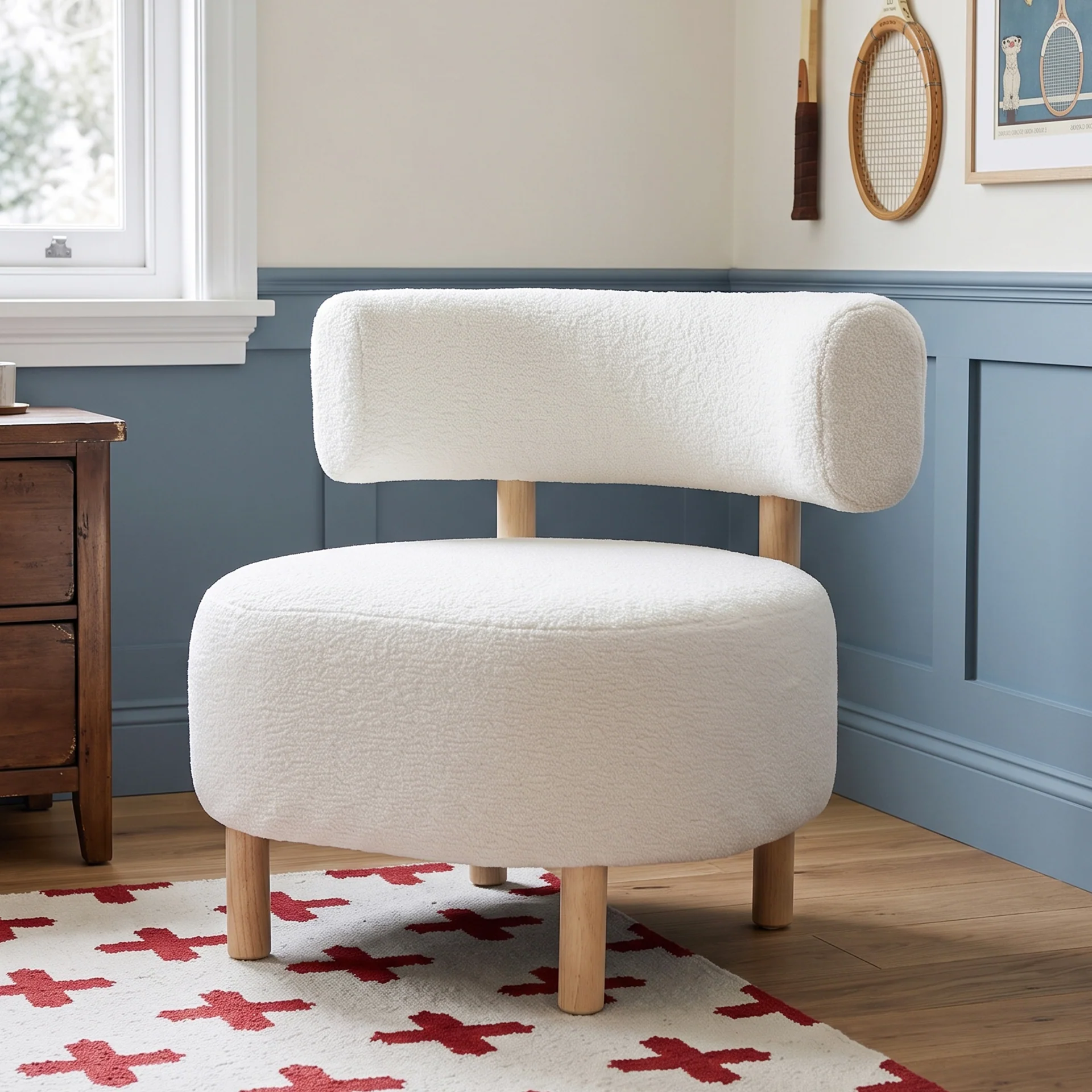 Milo Boucle Armchair - White - Image 3