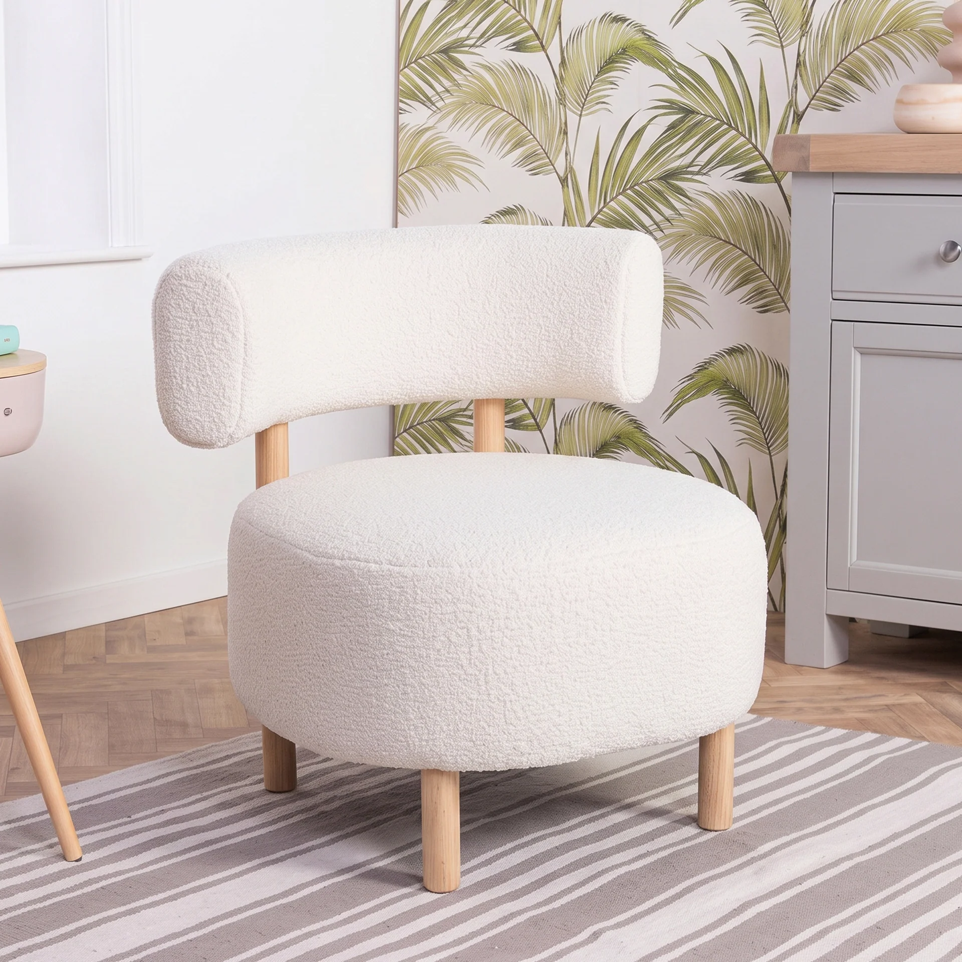 Milo Boucle Armchair - White - Image 4