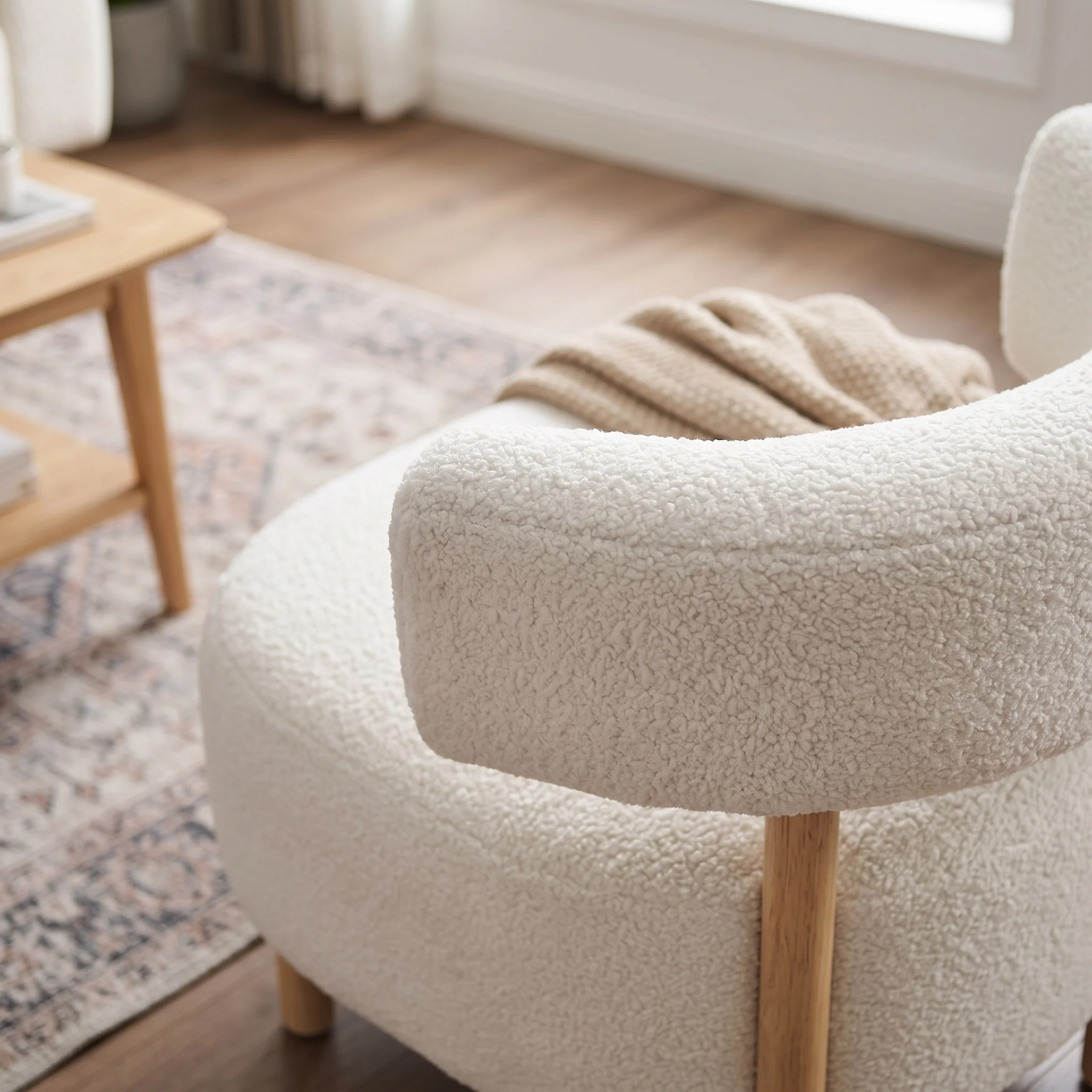 Milo Boucle Armchair - White - Image 5