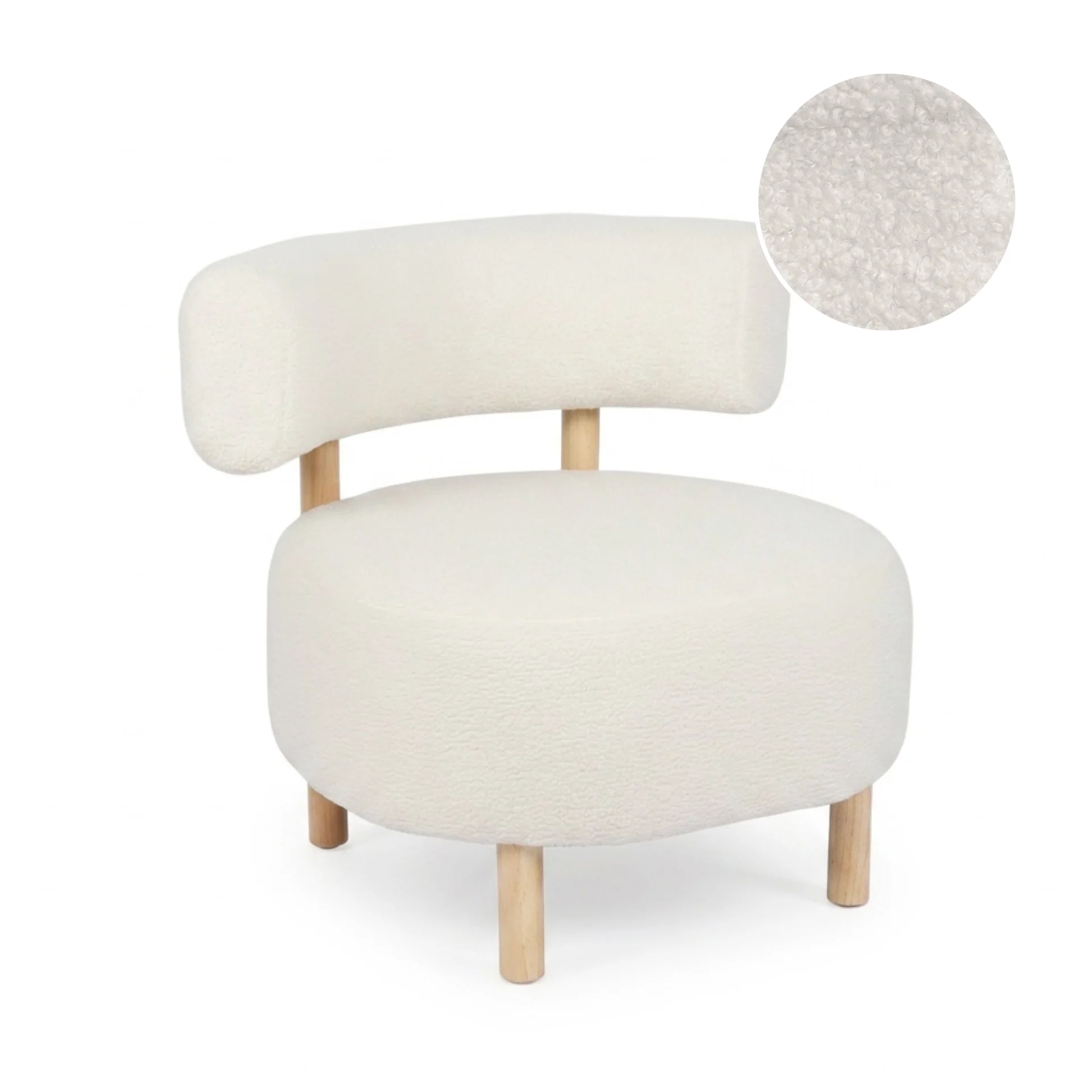Milo Boucle Armchair - White - Image 7
