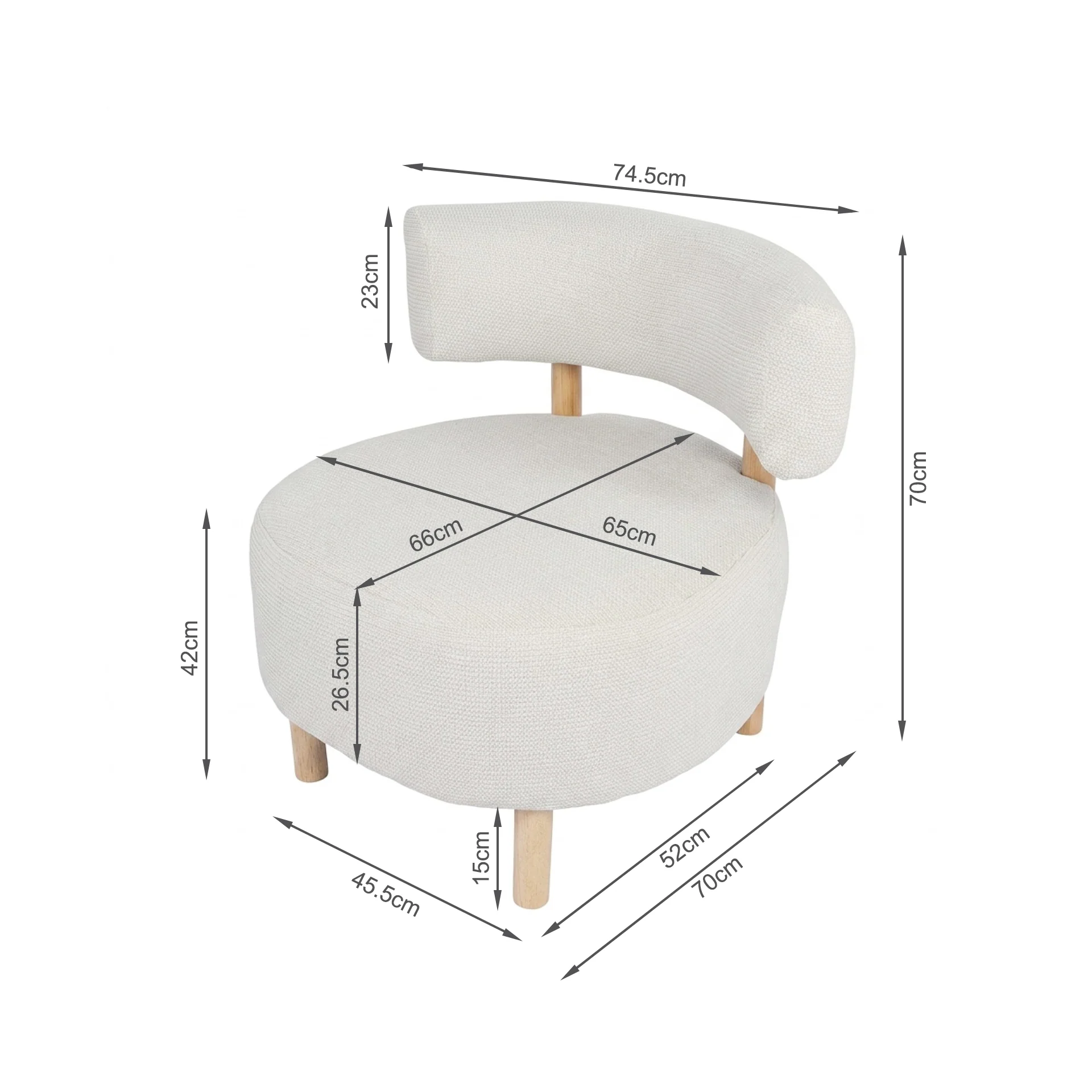 Milo Chenille Armchair - White - Image 16