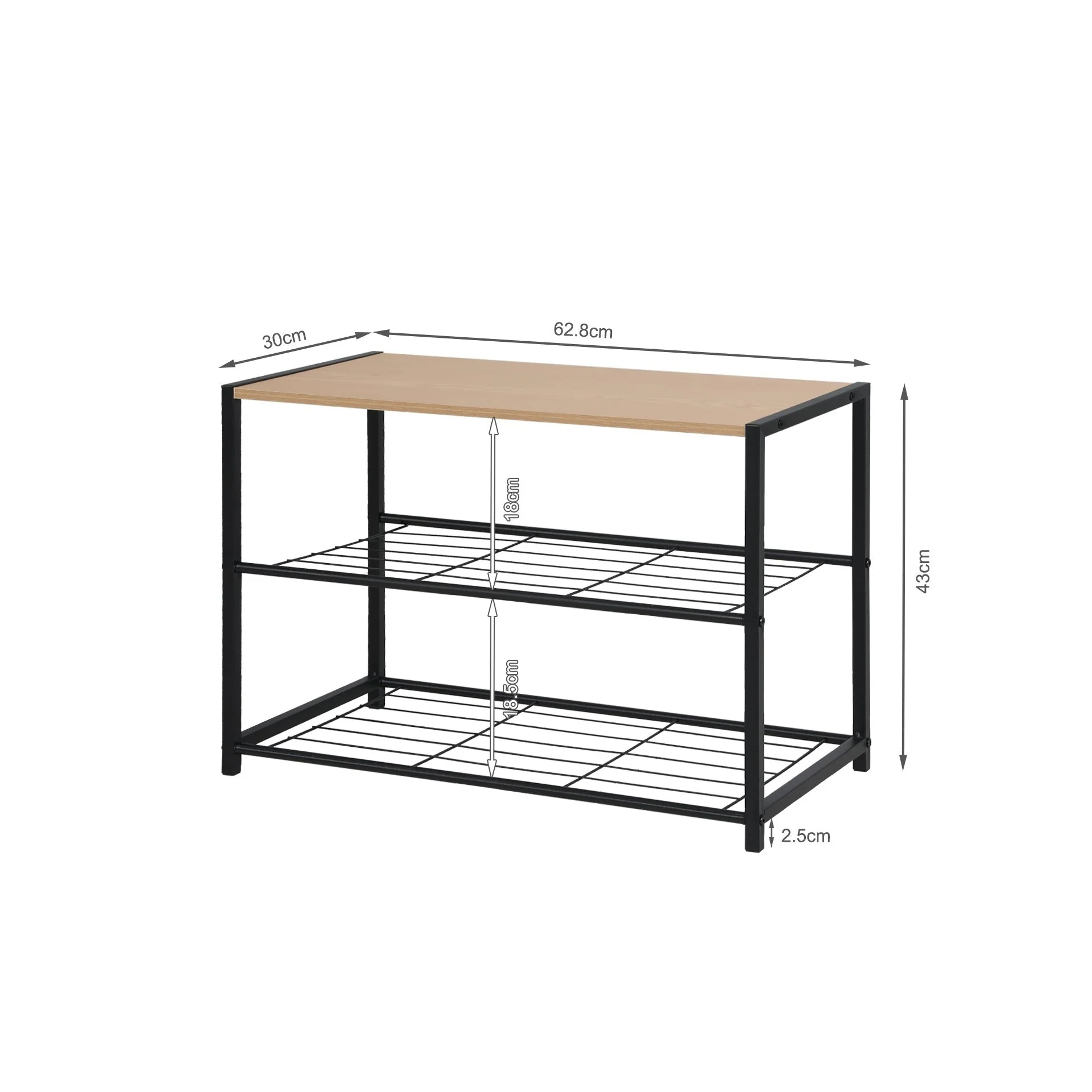 Milton 3 Tier Storage Shelf - Maple + Black - Image 10