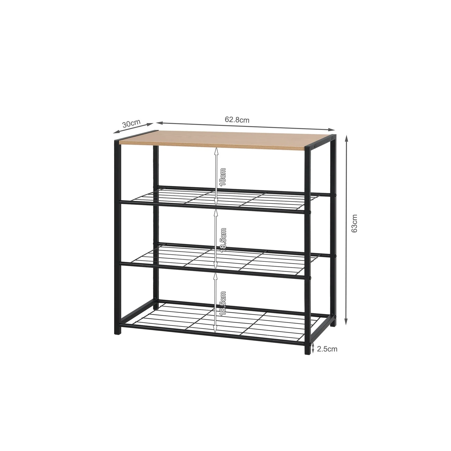 Milton 4 Tier Storage Shelf - Maple + Black - Image 10