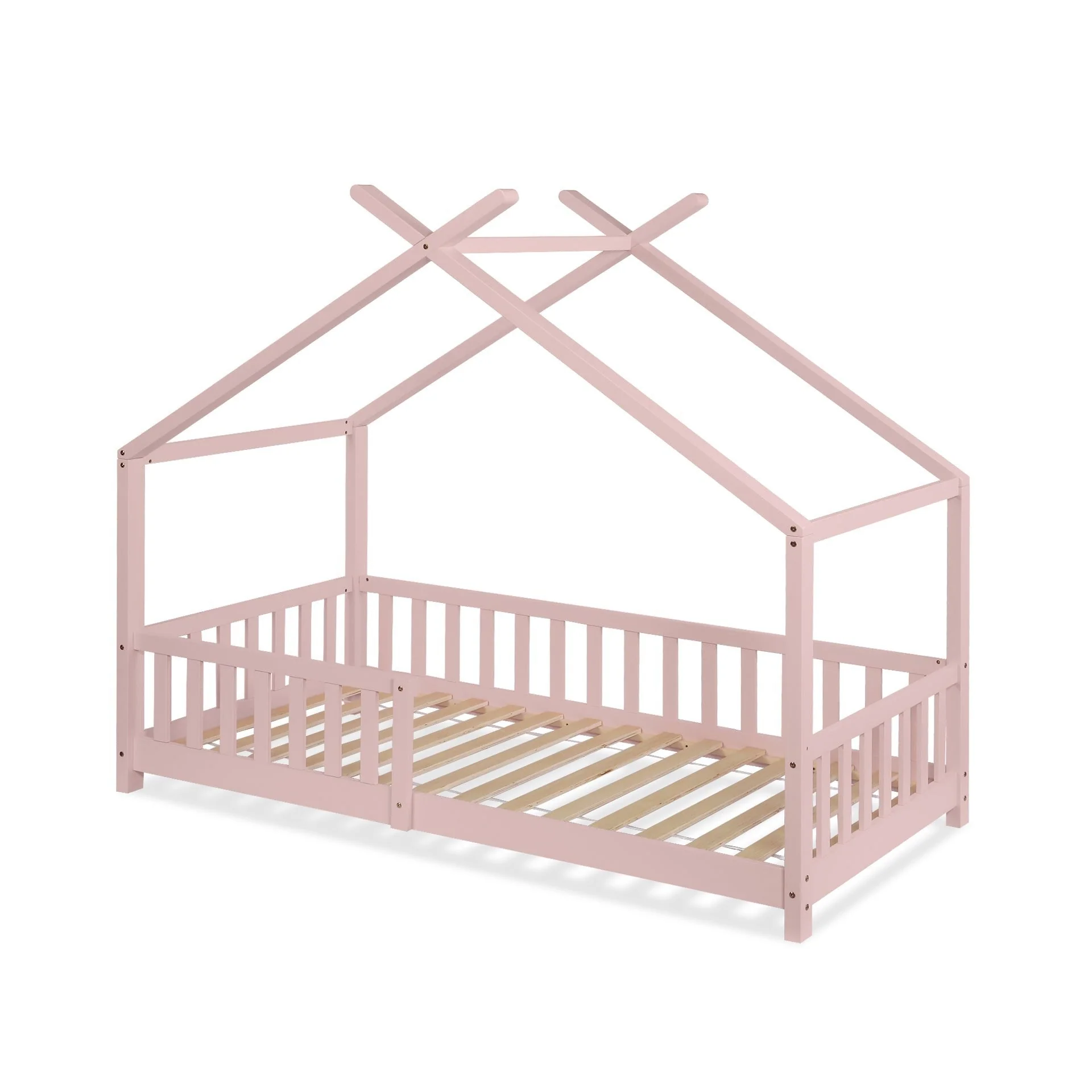 Minto Single Wooden House Bed Frame - Pink - Image 10